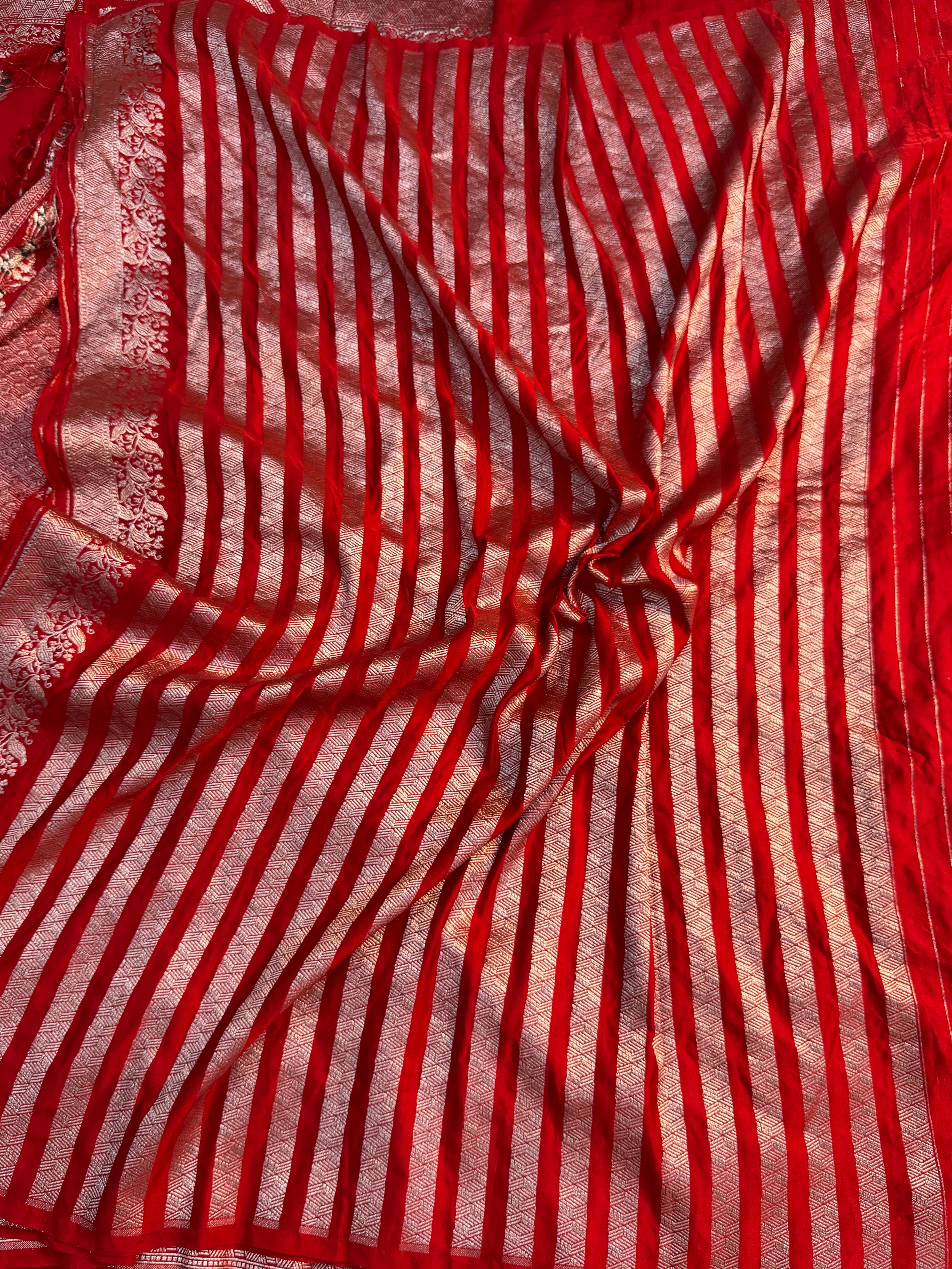 PREMIUM BRIDAL RED SHADE SATIN MASHRU KATAN SILK SAREE