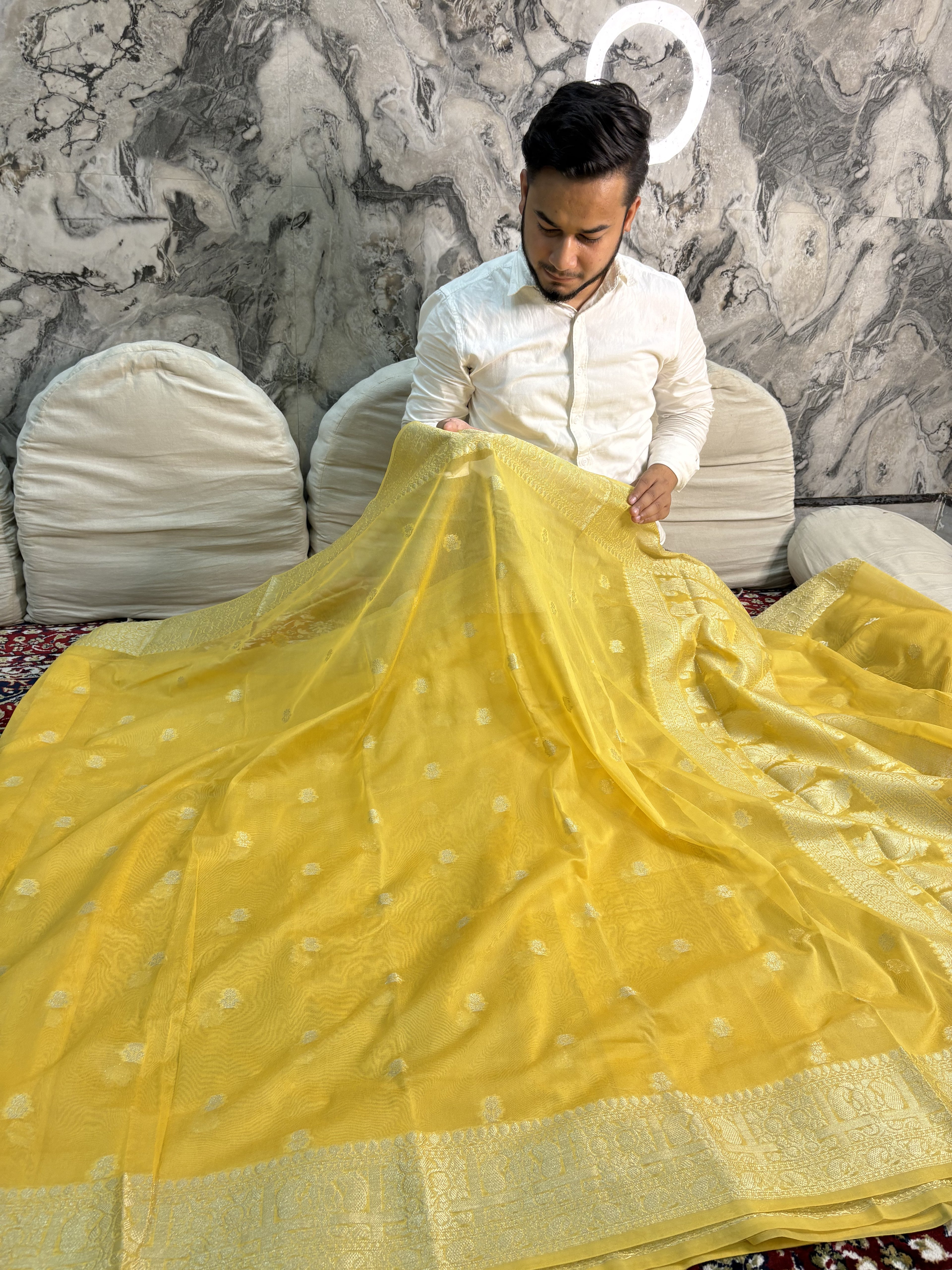 YELLOW CHIFFON SILK SAREE