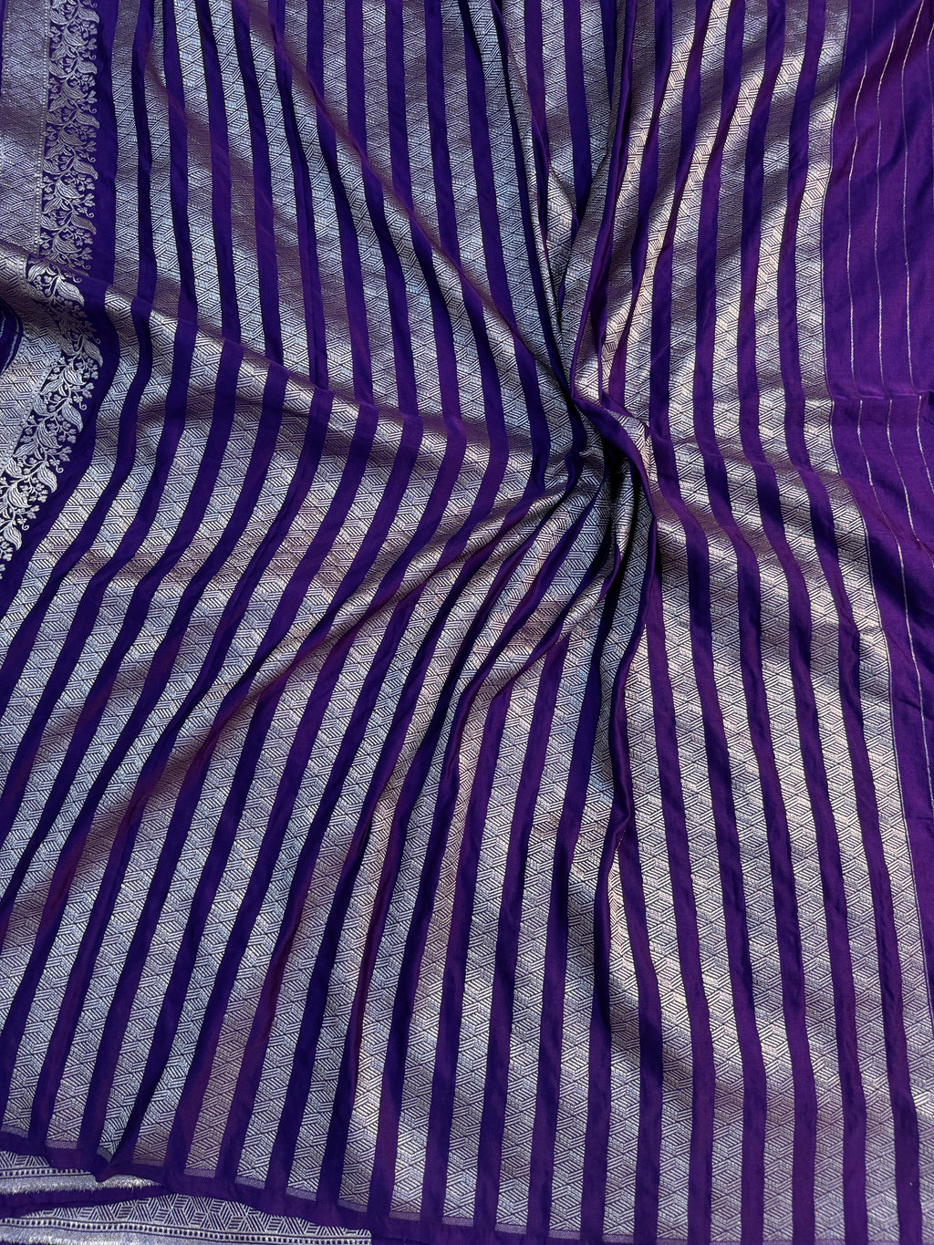 PREMIUM DEEP PURPLE SHADE SATIN MASHRU KATAN SILK SAREE
