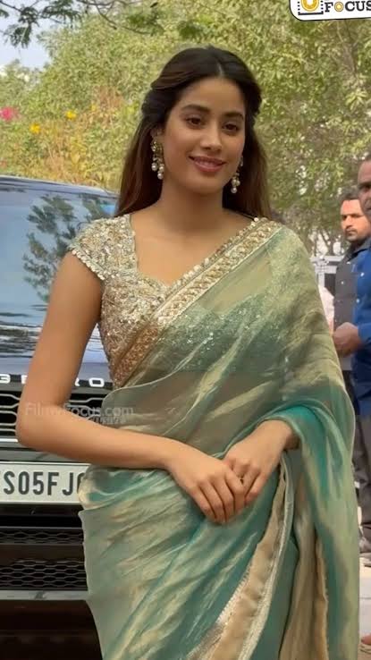 JANHVI KAPOOR INSPIRED SEA GREEN  DESIGNER TISSUE SILK SAREE