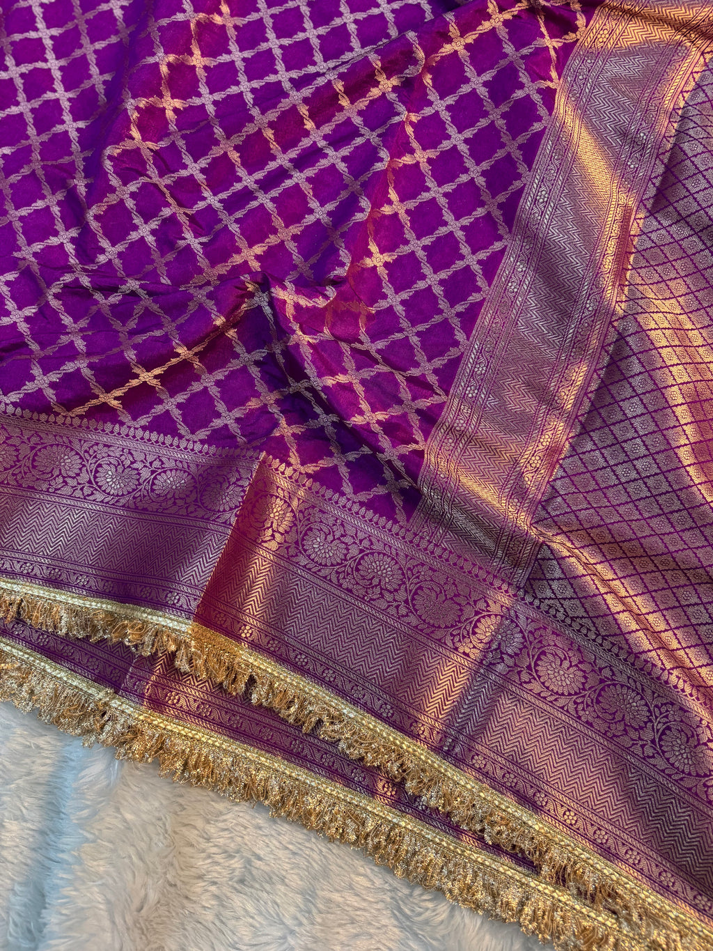 LUXURIOS PURPLE SHADE GEORGETTE KATAN DESIGNER SAREE