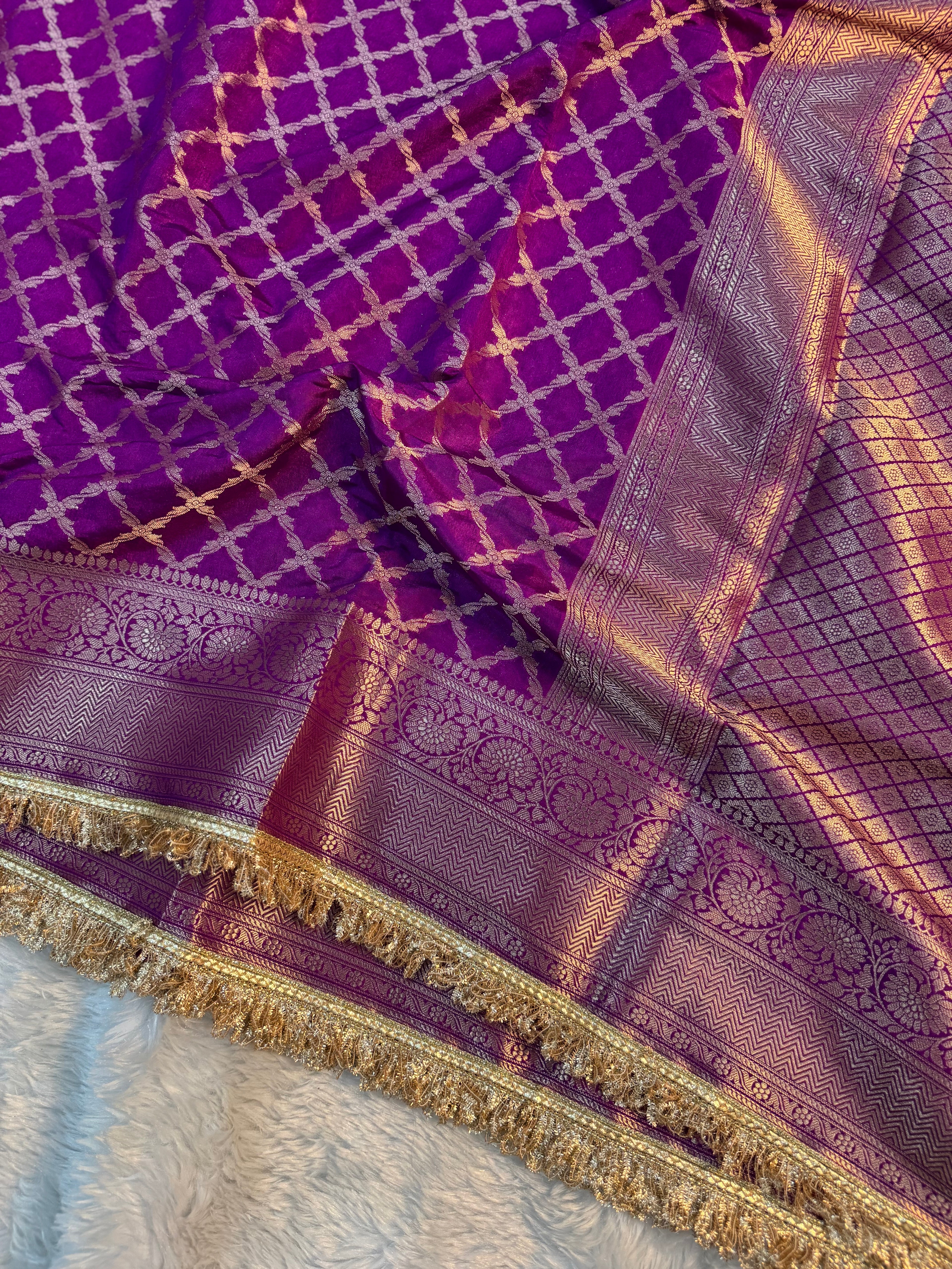 LUXURIOS PURPLE SHADE GEORGETTE KATAN DESIGNER SAREE
