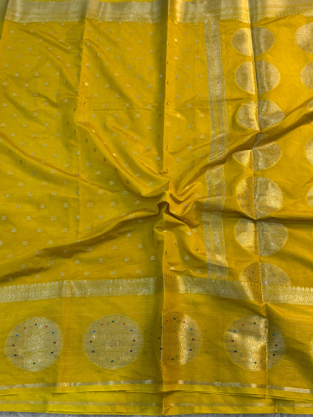 PREMIUM YELLOW SHADE CHINIYA SILK SAREE