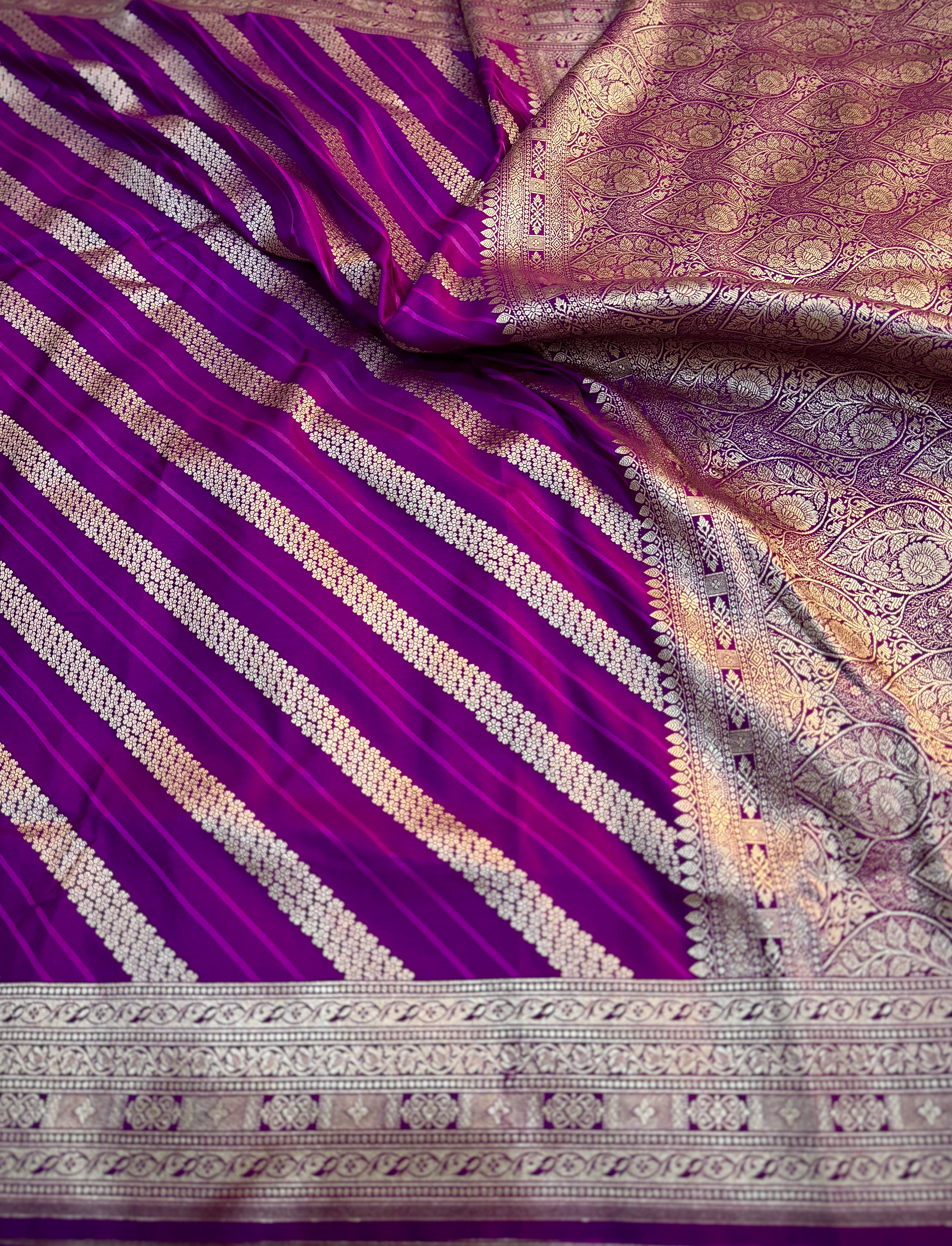 PREMIUM PURPLE SHADE SATIN MASHRU KATAN SILK SAREE