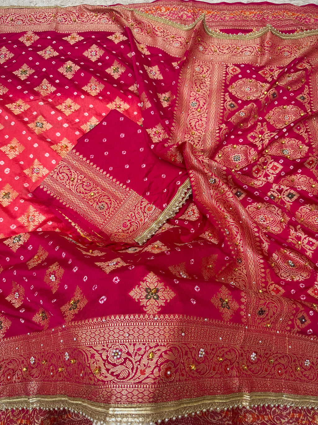 EXCLUSIVE VIRAL GHUNGROO X BANARASI BANDHEJ SAREE