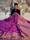 PREMIUM RANI SHADE BANARASI KATAN TISSUE SILK DESIGNER SAREE