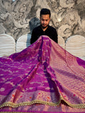 PREMIUM RANI SHADE BANARASI KATAN TISSUE SILK DESIGNER SAREE