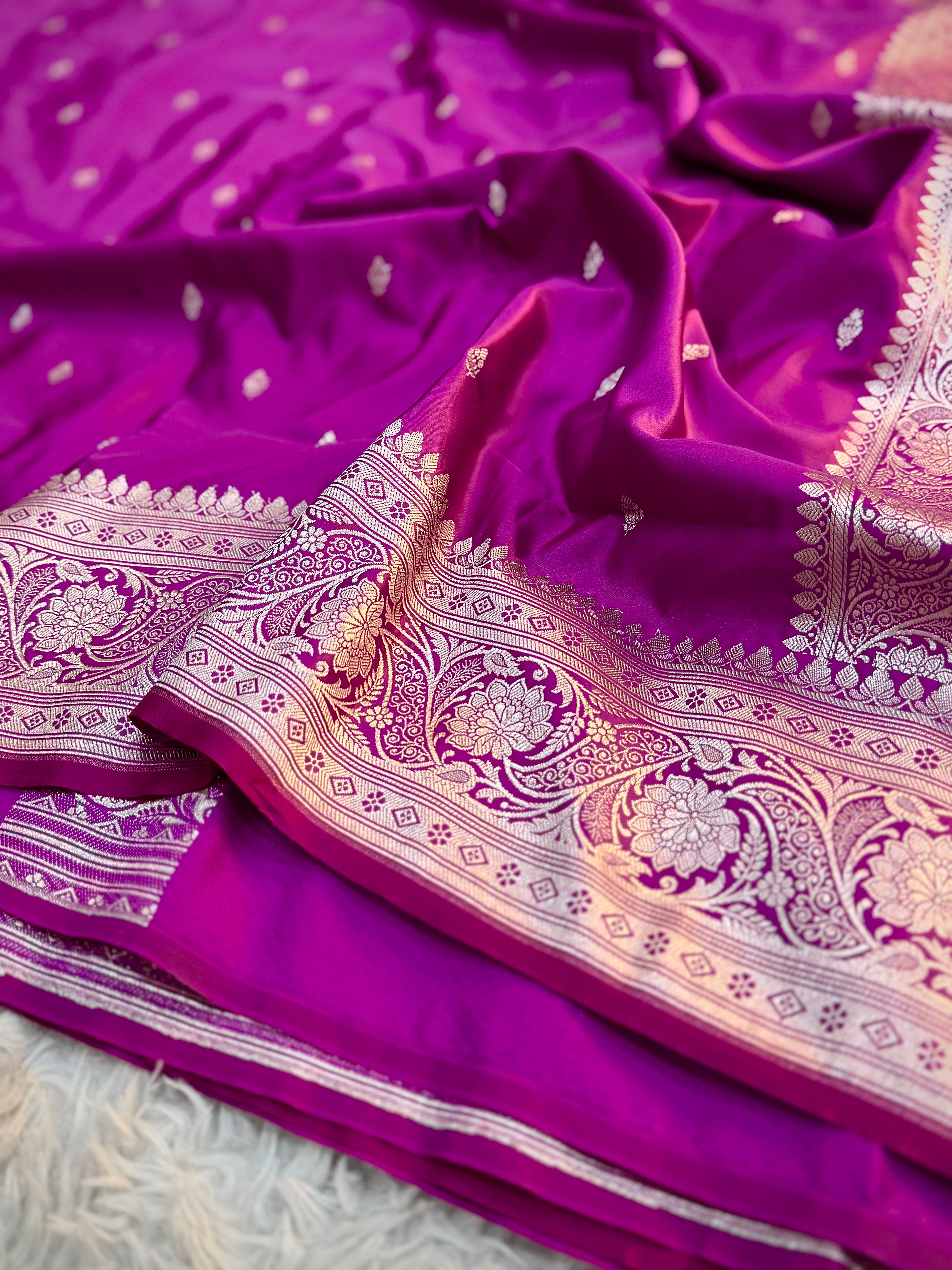 PREMIUM PURPLE SHADE SATIN MASHRU KATAN SILK SAREE