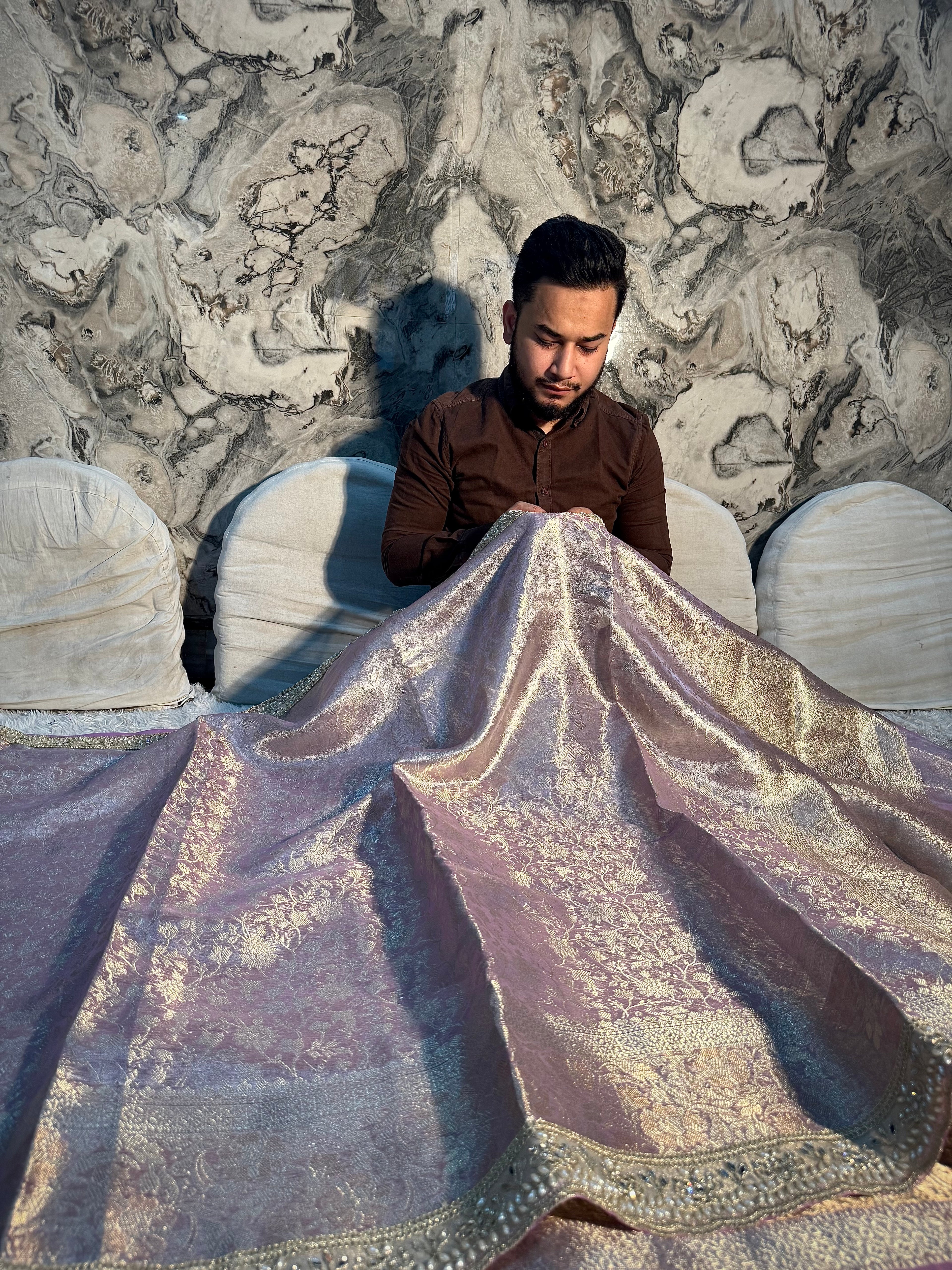 PREMIUM LILAC SHADE KANJIVERAM SILK DESIGNER SAREE