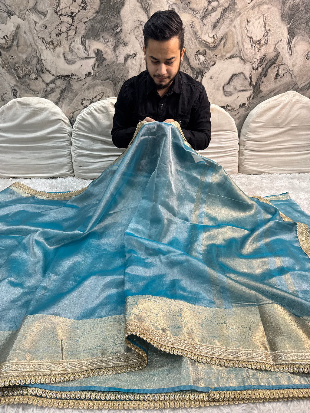 JANHVI KAPOOR INSPIRED DESIGNER TISSUE SILK SAREE