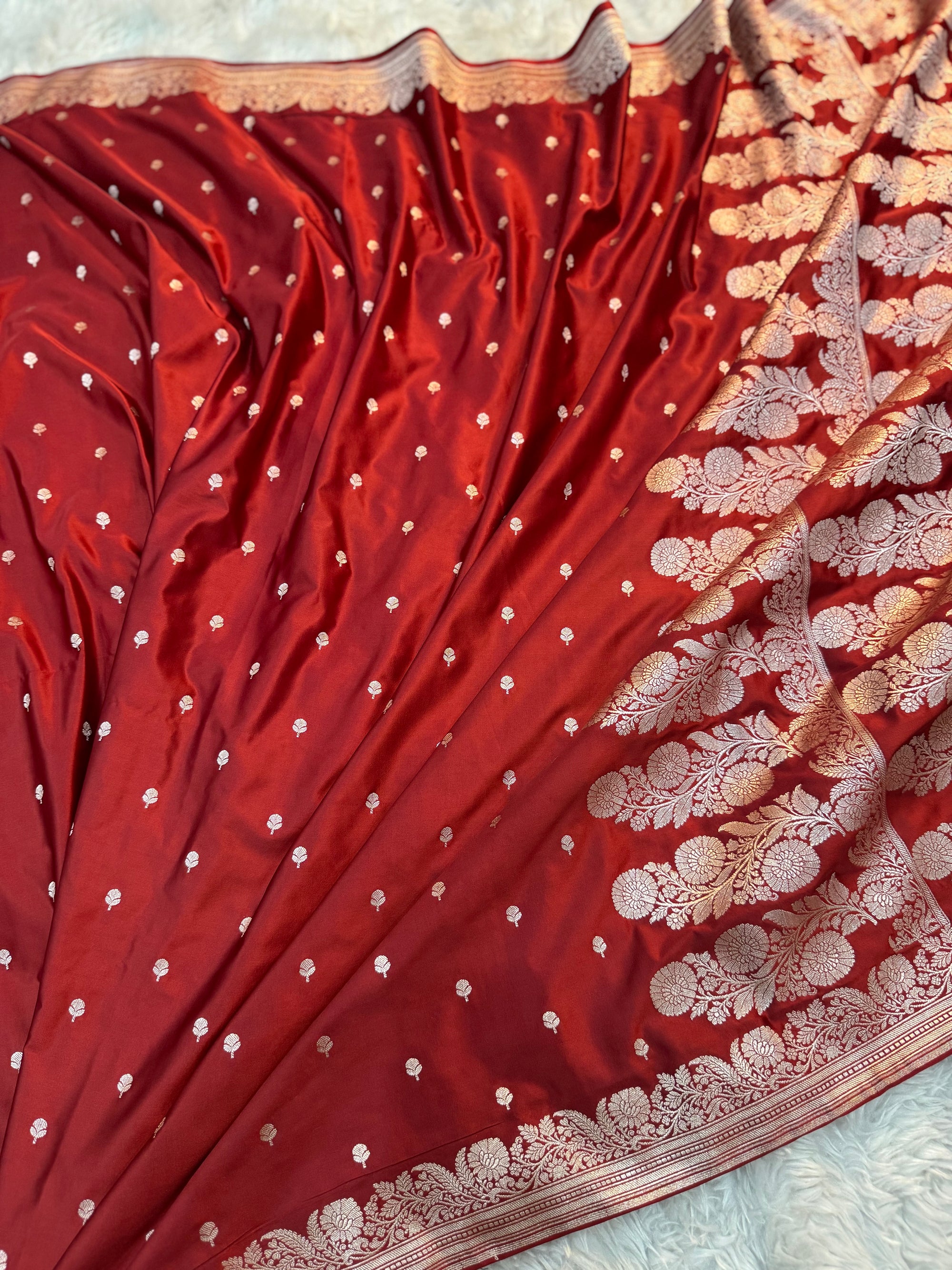 PREMIUM MAROON SHADE SATIN MASHRU KATAN SILK SAREE