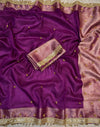 PREMIUM DEEP PURPLE SHADE GHUNGROO WORK SOFT BANARASI TISSUE SILK DESIGNER SAREE