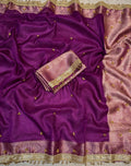 PREMIUM DEEP PURPLE SHADE GHUNGROO WORK SOFT BANARASI TISSUE SILK DESIGNER SAREE