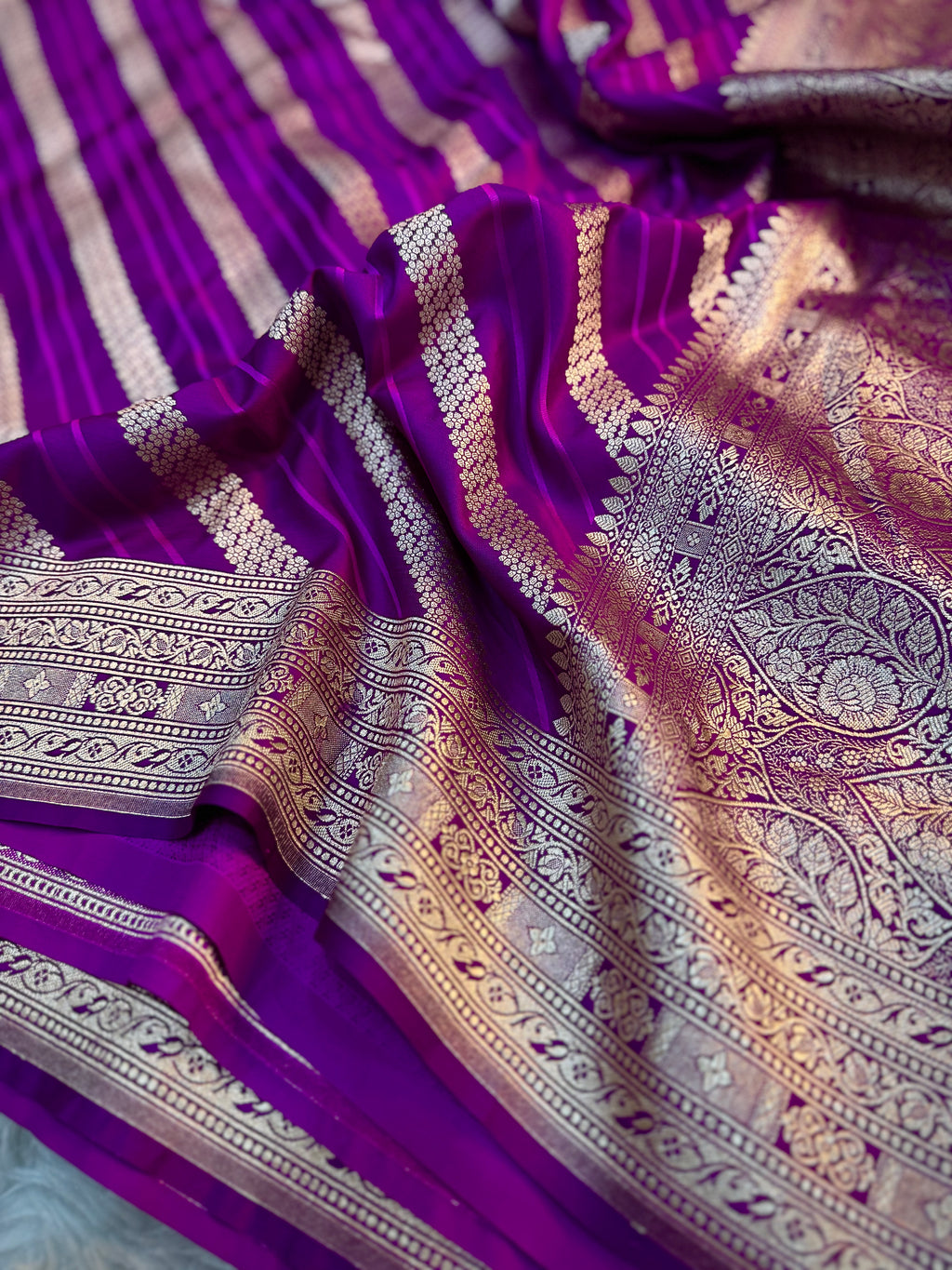 PREMIUM PURPLE SHADE SATIN MASHRU KATAN SILK SAREE