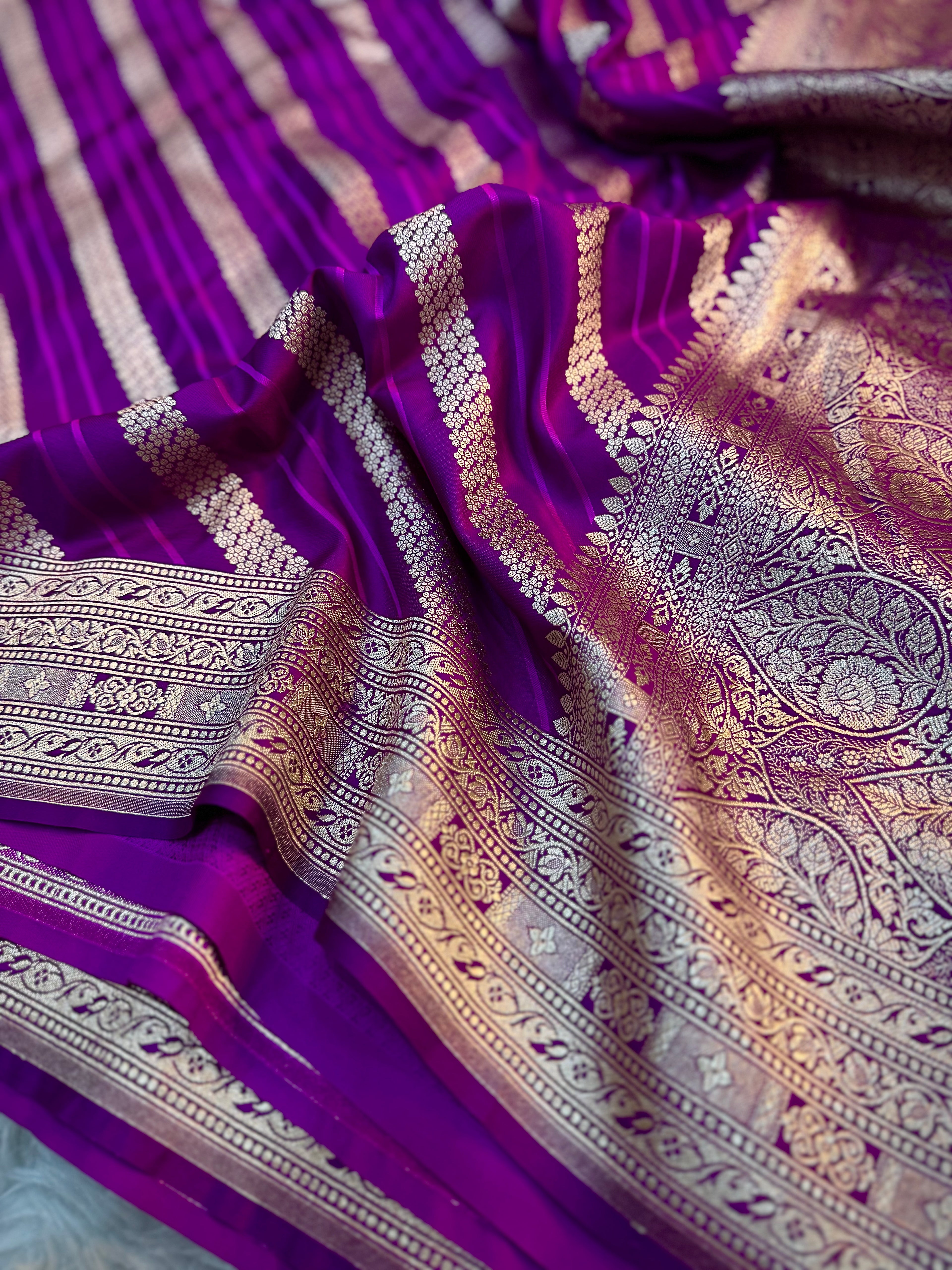 PREMIUM PURPLE SHADE SATIN MASHRU KATAN SILK SAREE