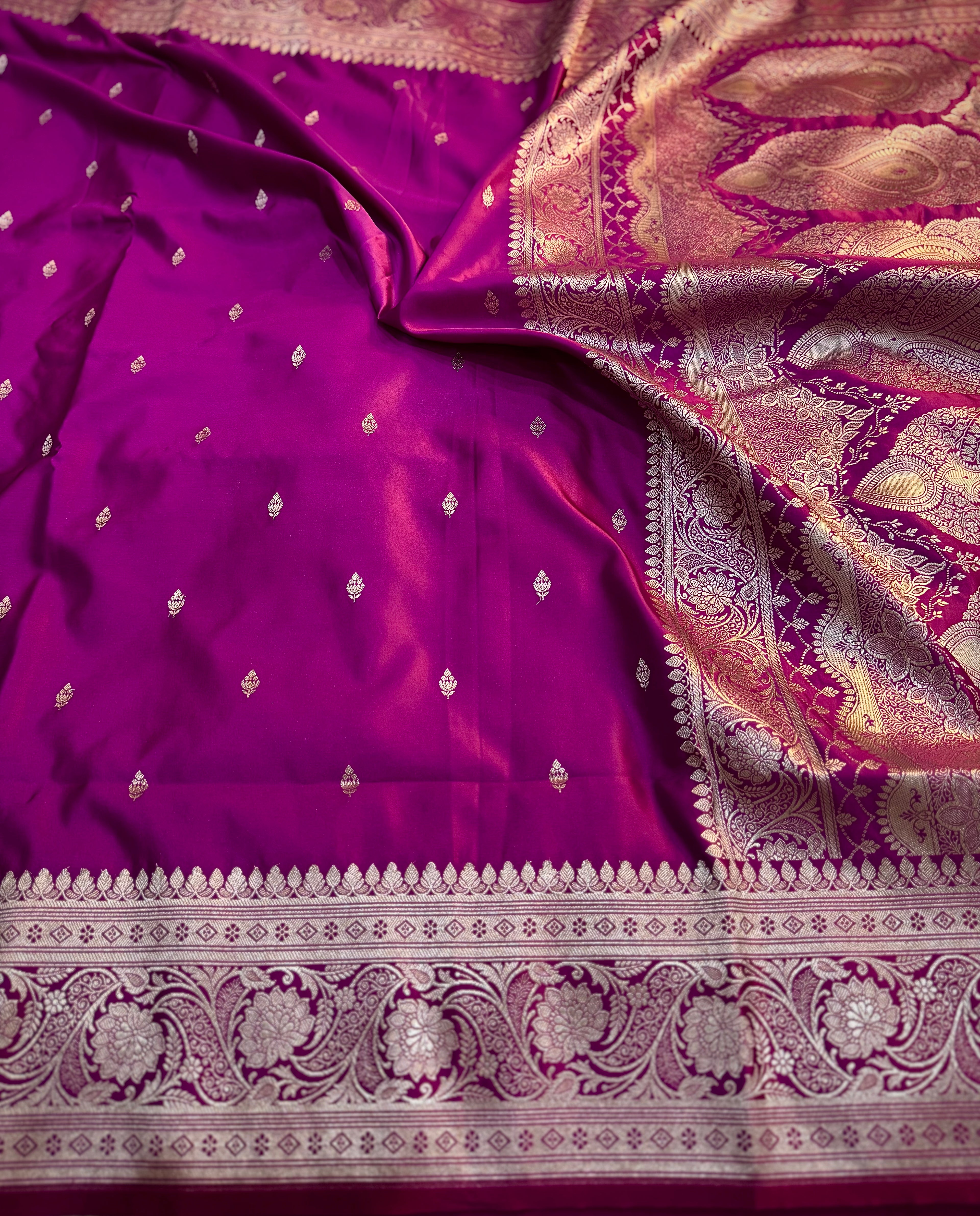 PREMIUM PURPLE SHADE SATIN MASHRU KATAN SILK SAREE