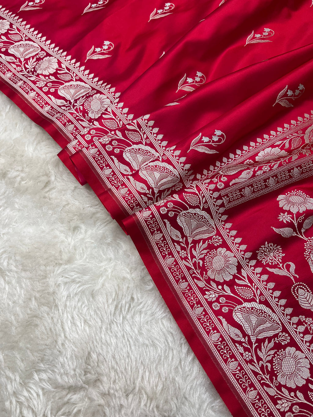 PREMIUM BRIDAL RED SHADE MASHRU KATAN SILK SAREE