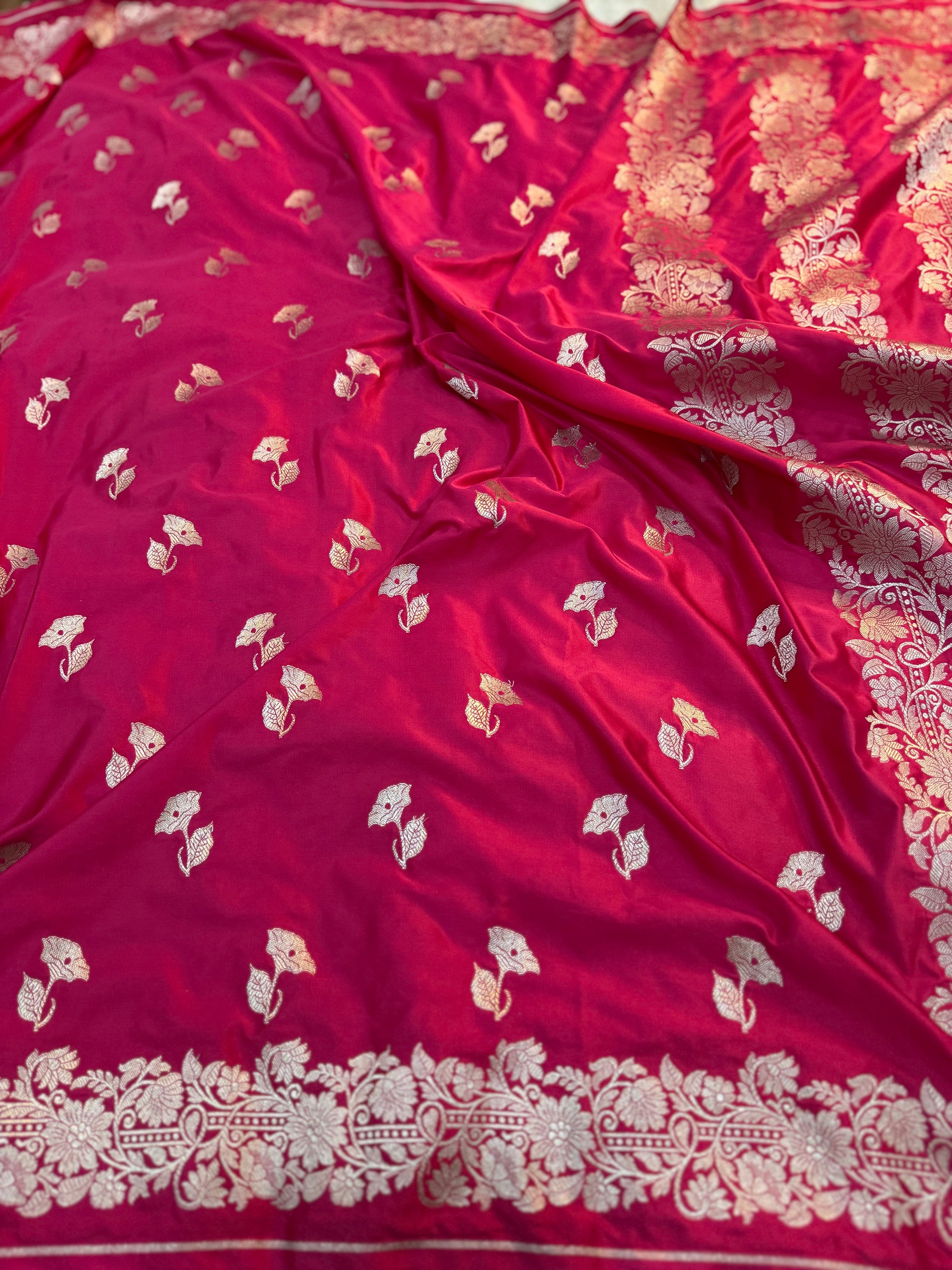 PREMIUM RANI SHADE SATIN MASHRU KATAN SILK SAREE