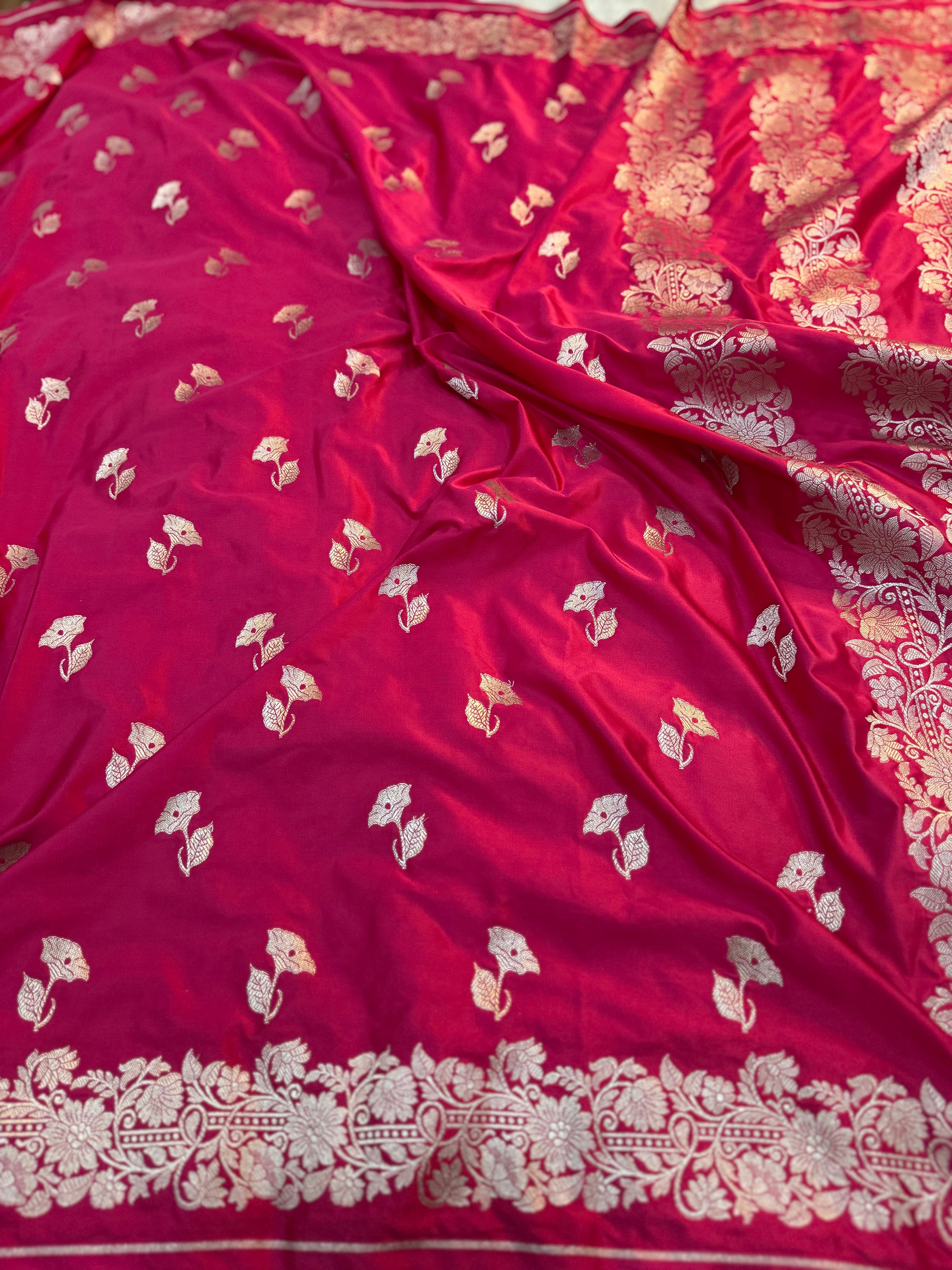 PREMIUM RANI SHADE SATIN MASHRU KATAN SILK SAREE