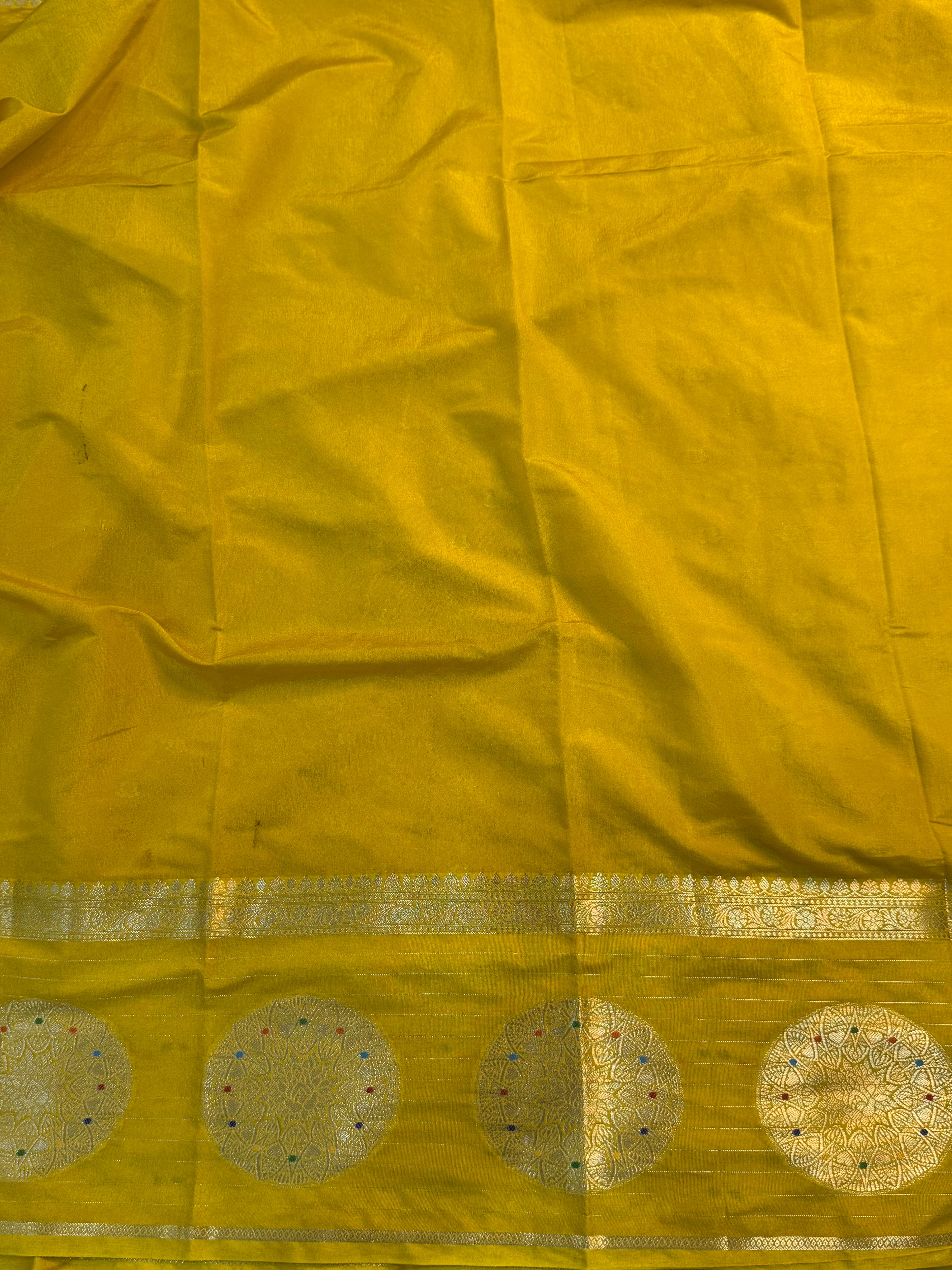 PREMIUM YELLOW SHADE CHINIYA SILK SAREE