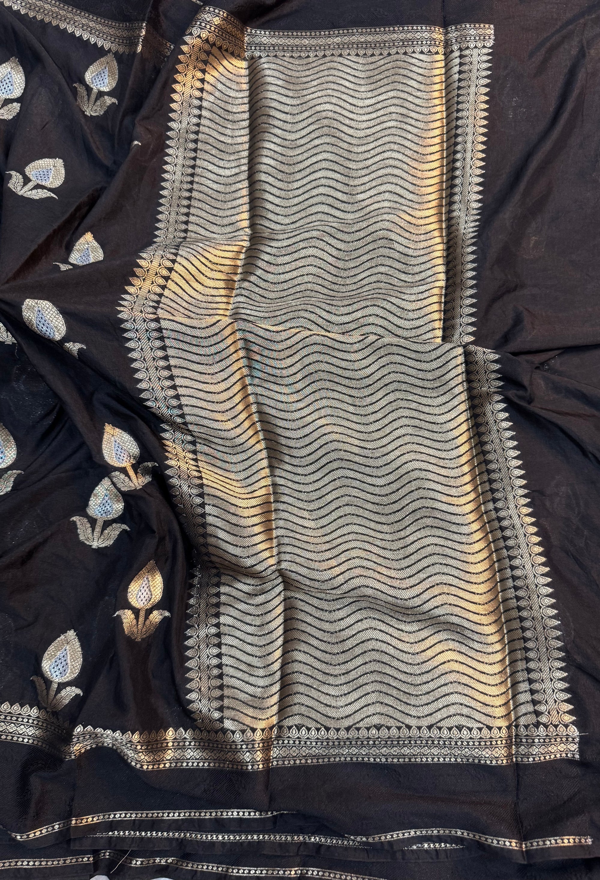 PREMIUM BLACK CHINIYA SILK SAREE