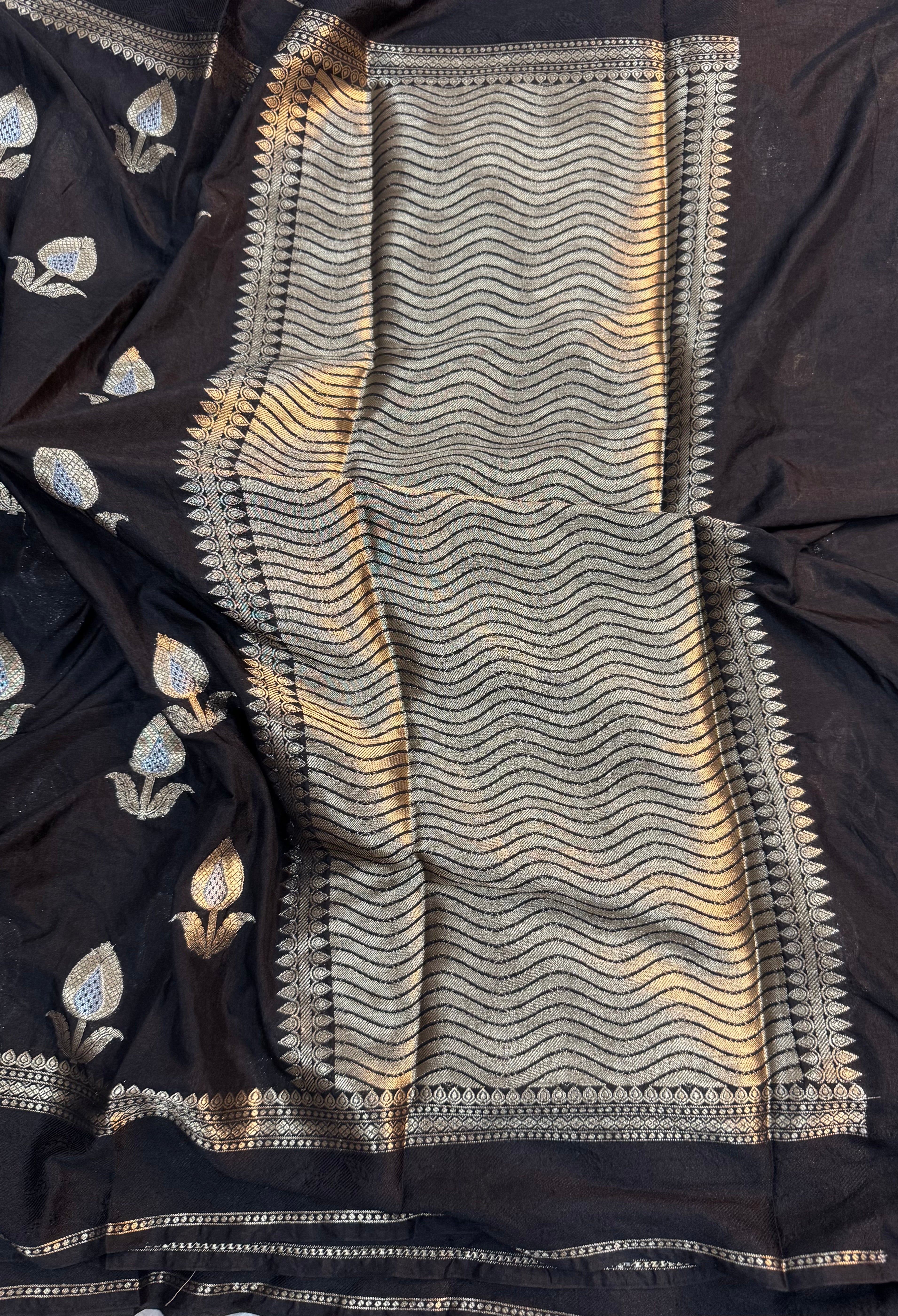 PREMIUM BLACK CHINIYA SILK SAREE
