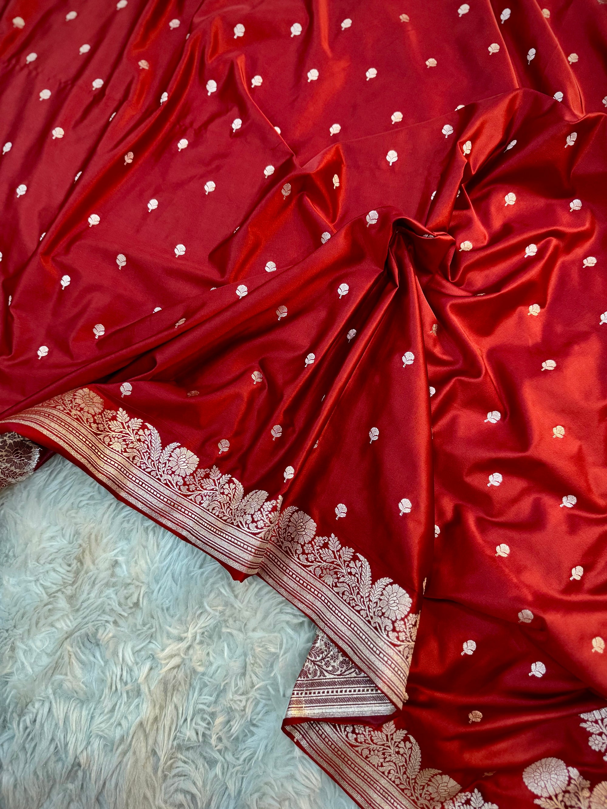 PREMIUM MAROON SHADE SATIN MASHRU KATAN SILK SAREE