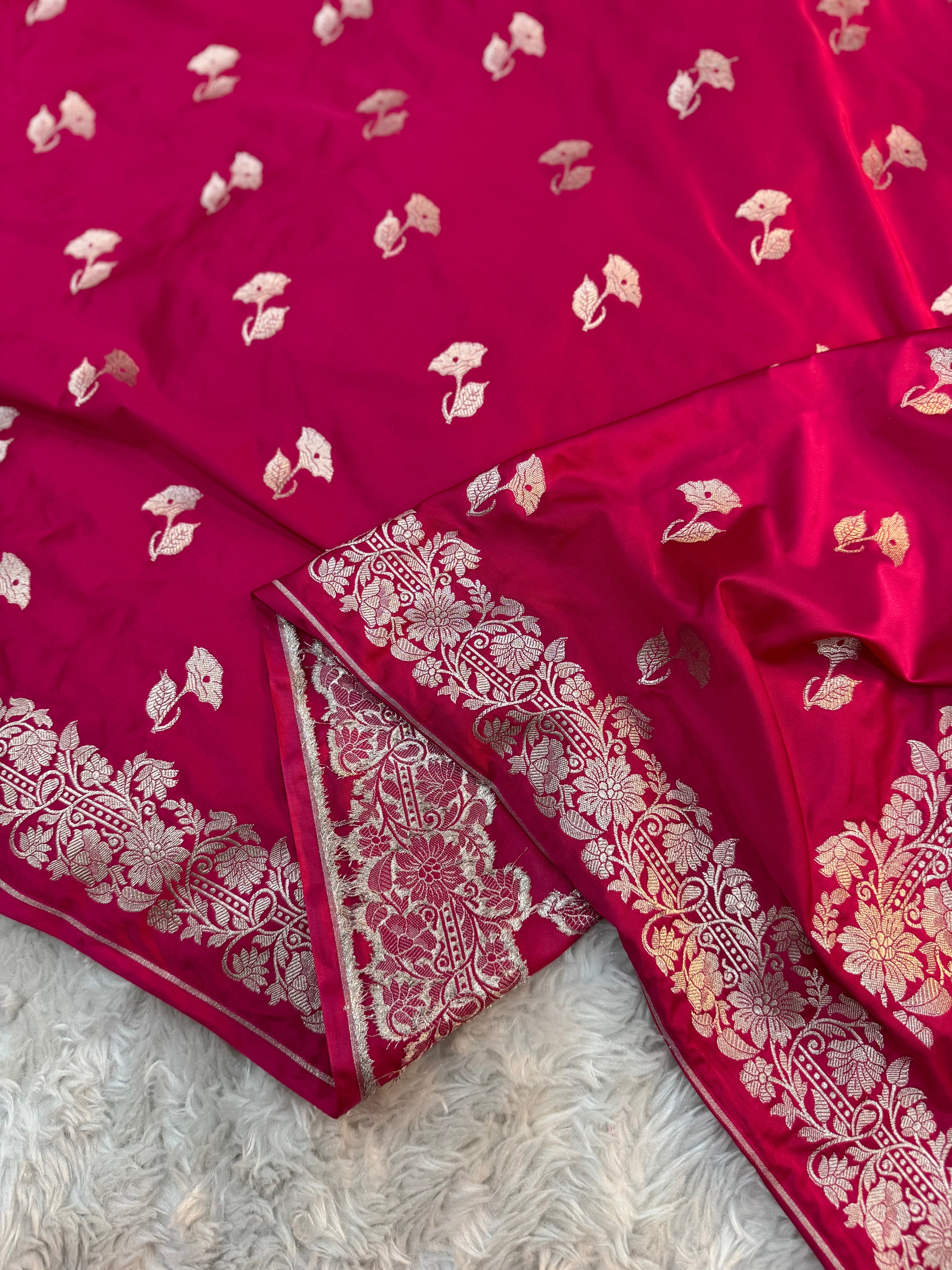 PREMIUM RANI SHADE SATIN MASHRU KATAN SILK SAREE