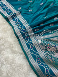 PREMIUM TEAL BLUE SHADE MASHRU KATAN SILK SAREE