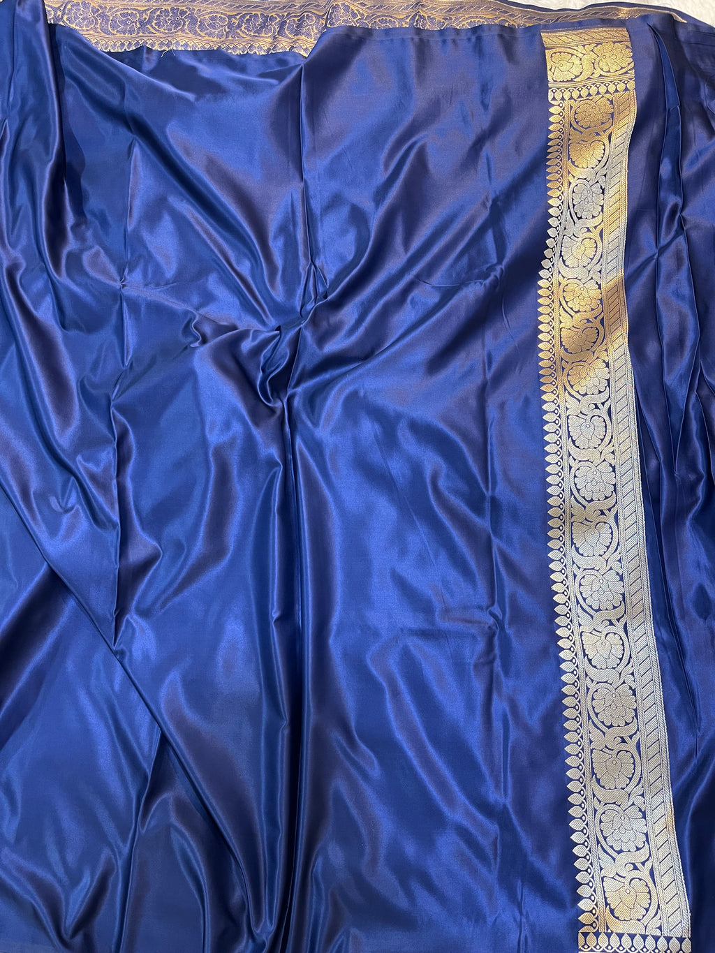 PREMIUM NEVY BLUE SHADE SATIN MASHRU KATAN SILK SAREE