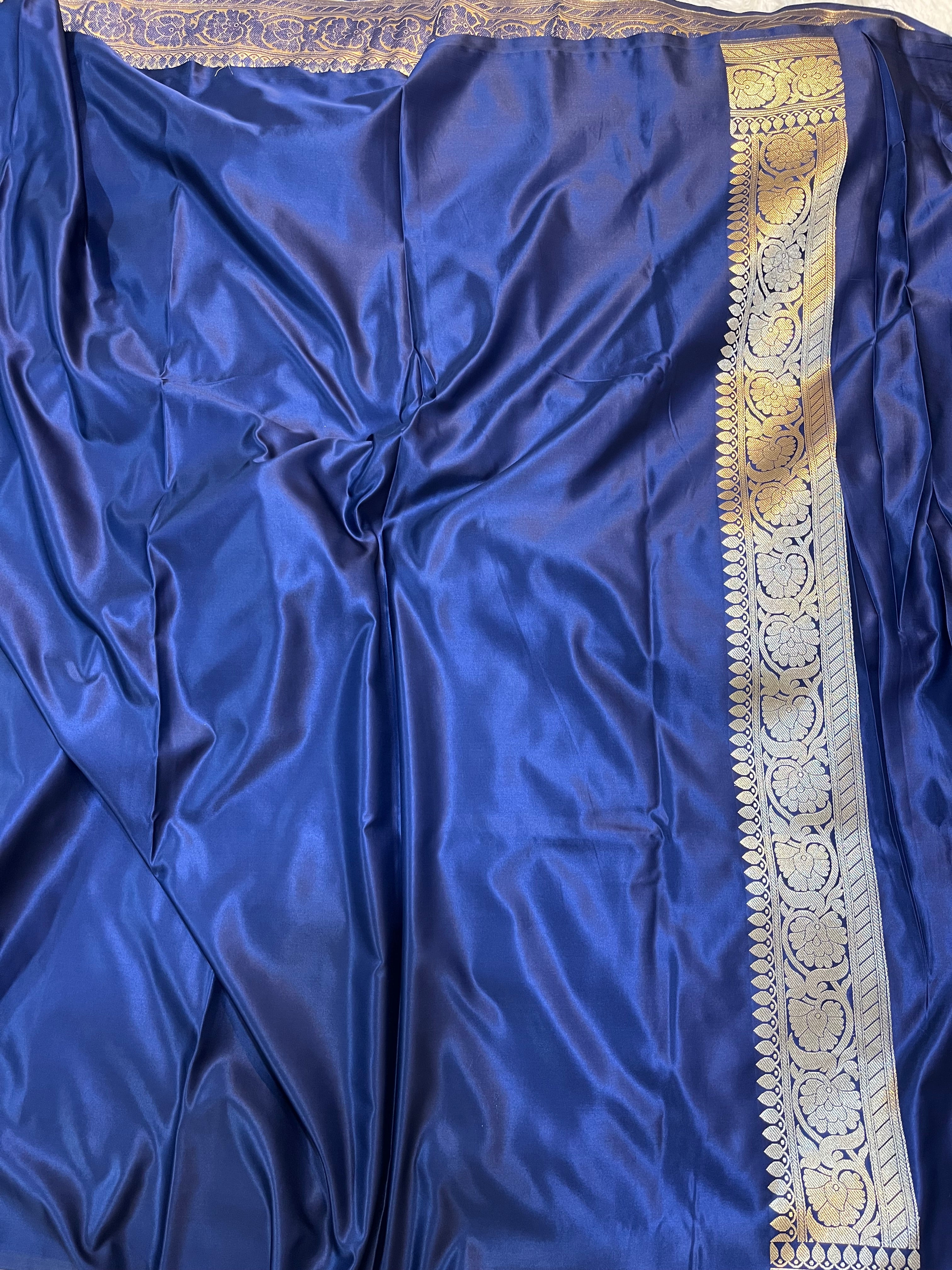 PREMIUM NEVY BLUE SHADE SATIN MASHRU KATAN SILK SAREE