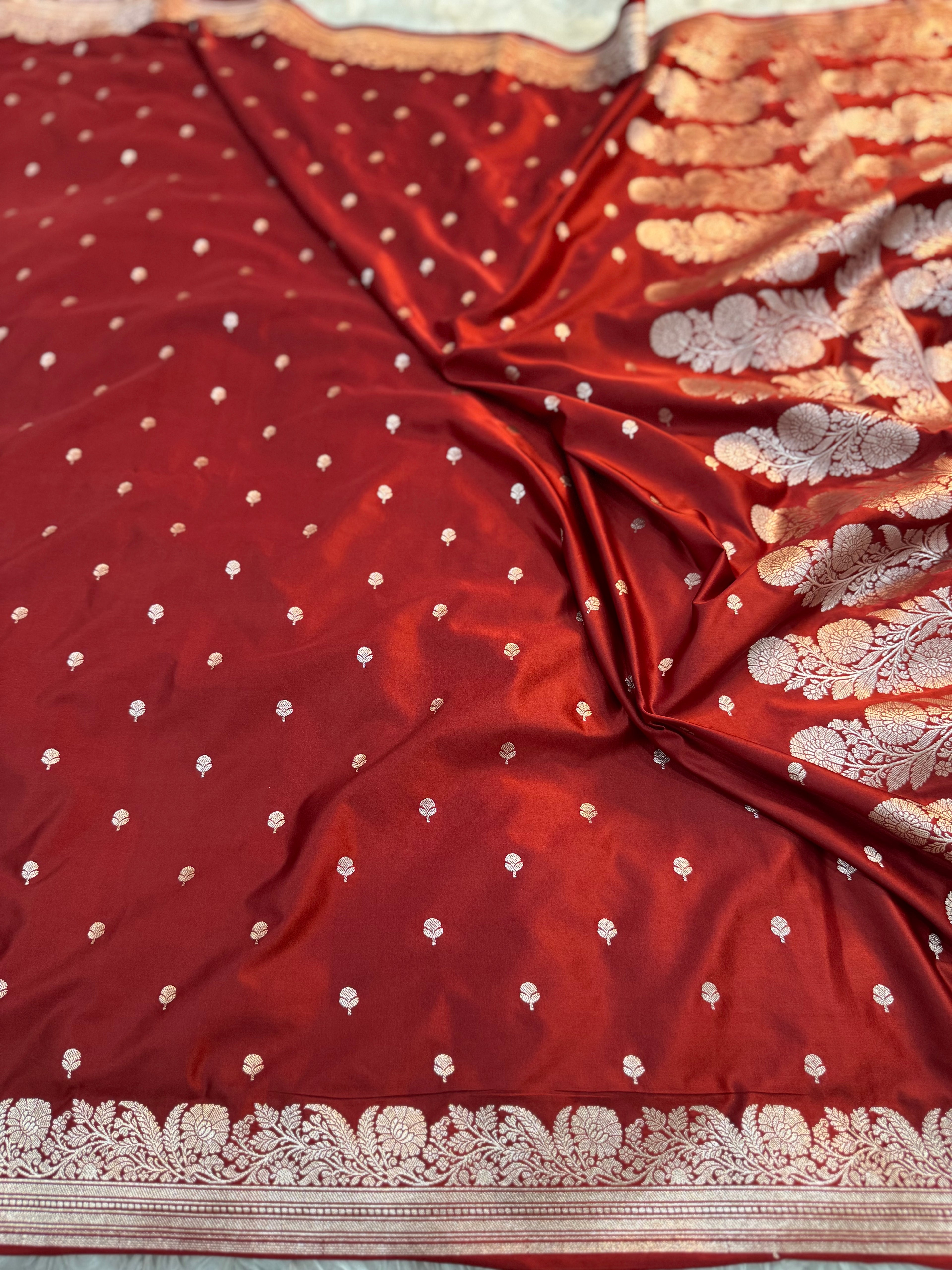 PREMIUM MAROON SHADE SATIN MASHRU KATAN SILK SAREE