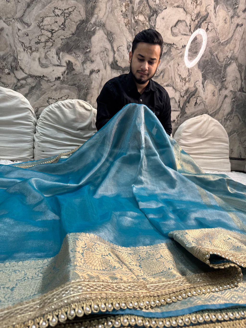 JANHVI KAPOOR INSPIRED DESIGNER TISSUE SILK SAREE