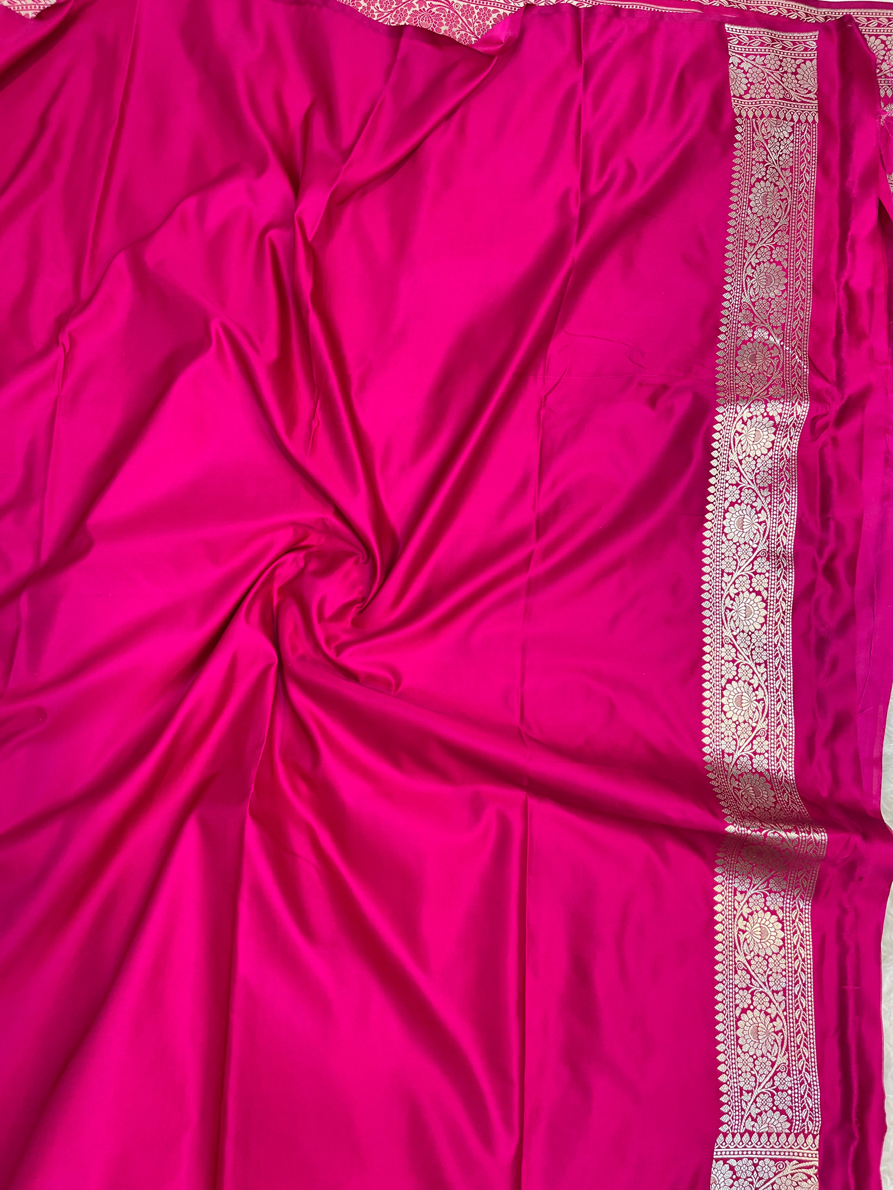 PREMIUM RANI SHADE MASHRU KATAN SILK JAAL DESIGN WEAVE SAREE