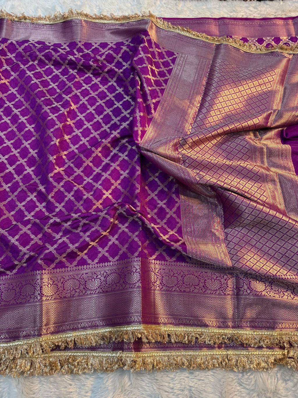 LUXURIOS PURPLE SHADE GEORGETTE KATAN DESIGNER SAREE