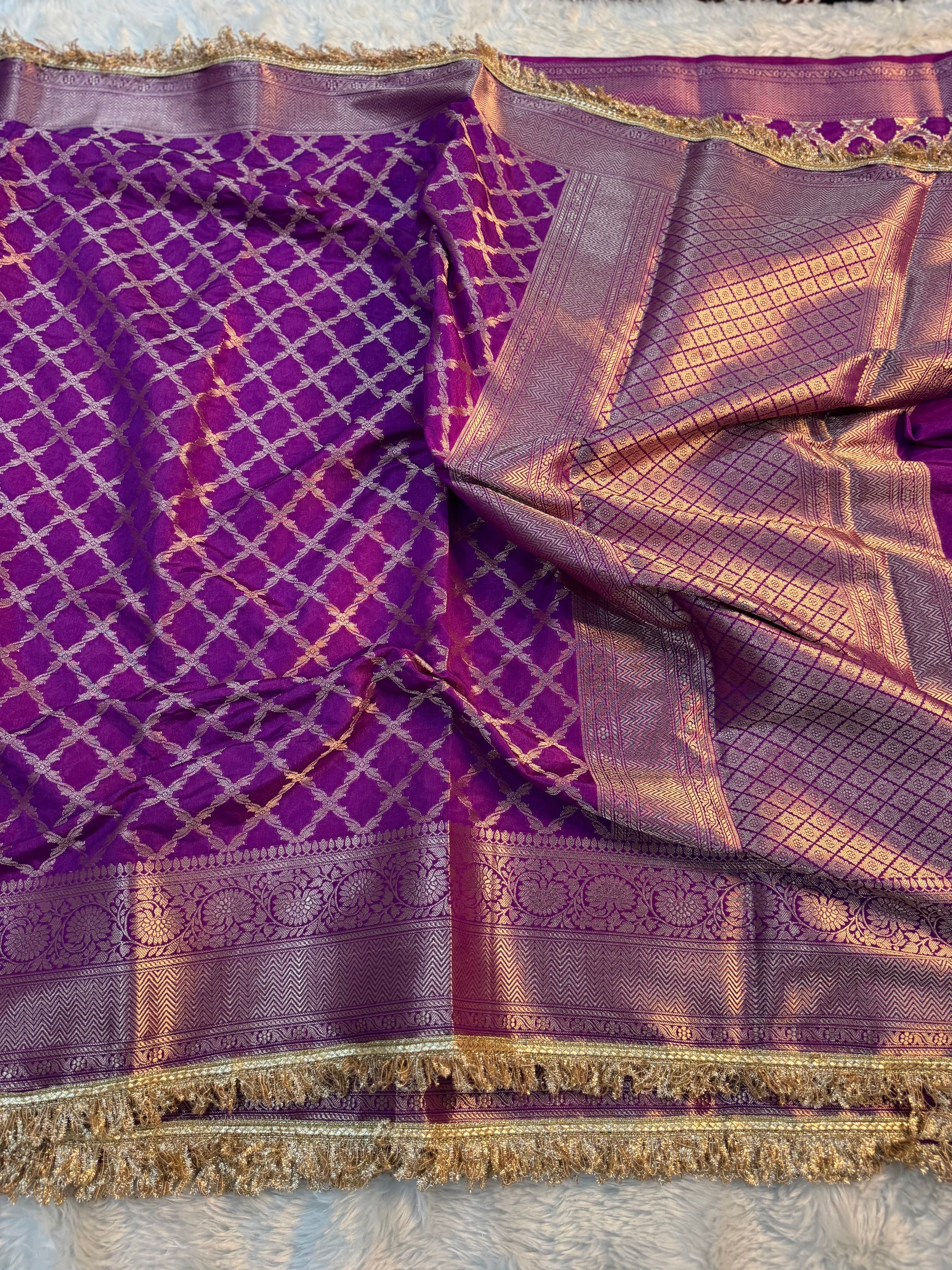 LUXURIOS PURPLE SHADE GEORGETTE KATAN DESIGNER SAREE