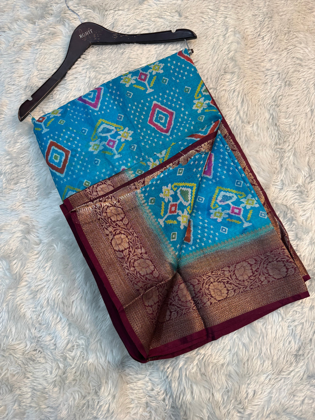 BEAUTIFUL LIGHT BLUE SHADE BANARASI SOFT SILK SAREE WITH DIGITAL PRINT