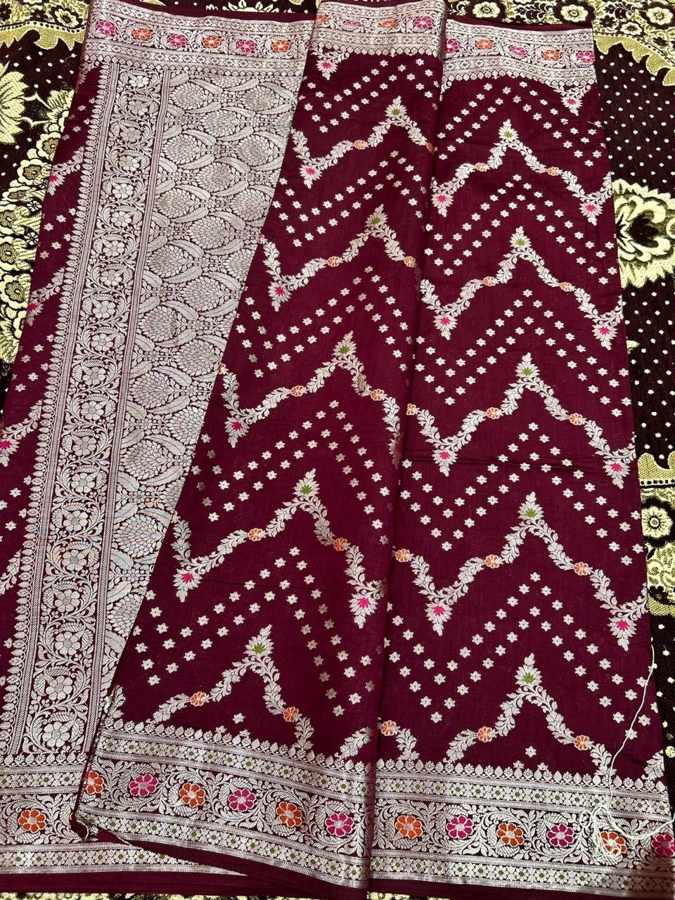 PREMIUM MAROON PURE CHINIYA SILK SAREE