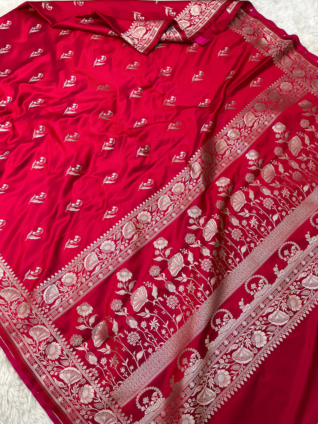 PREMIUM BRIDAL RED SHADE MASHRU KATAN SILK SAREE