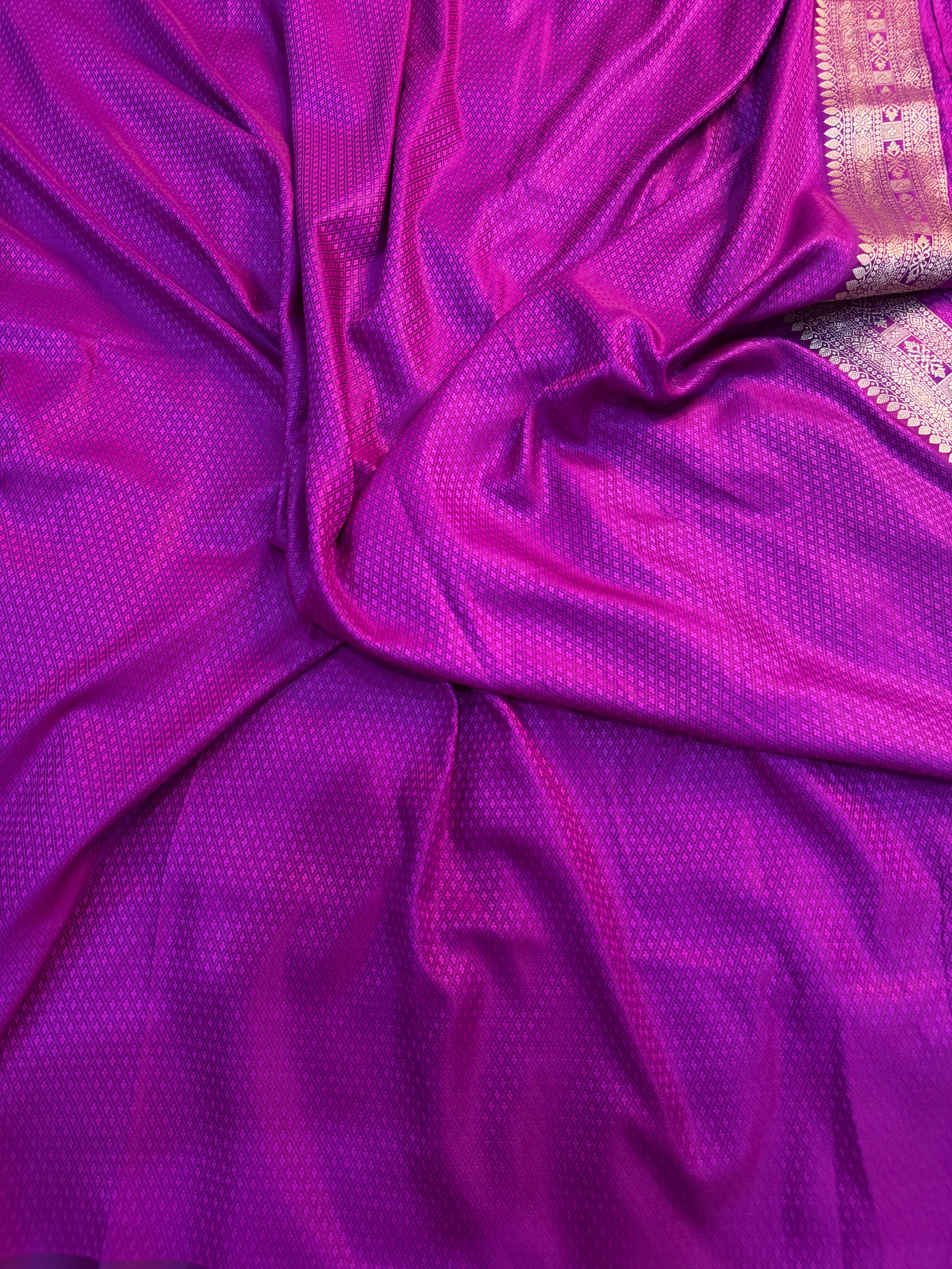 PREMIUM PURPLE SHADE SATIN MASHRU KATAN SILK SAREE