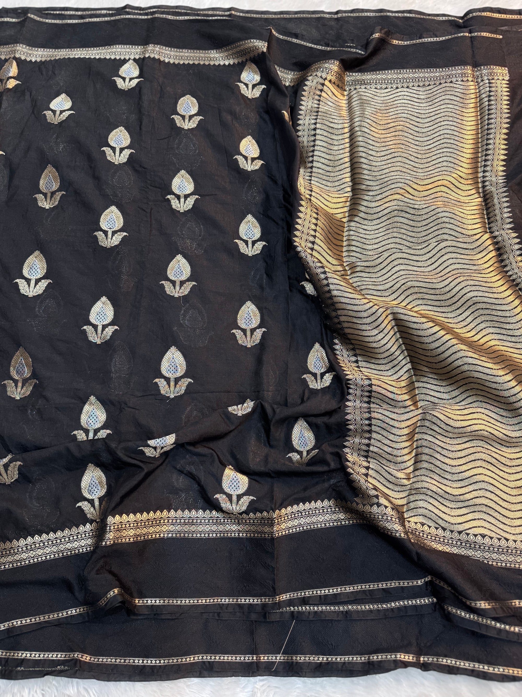 PREMIUM BLACK CHINIYA SILK SAREE