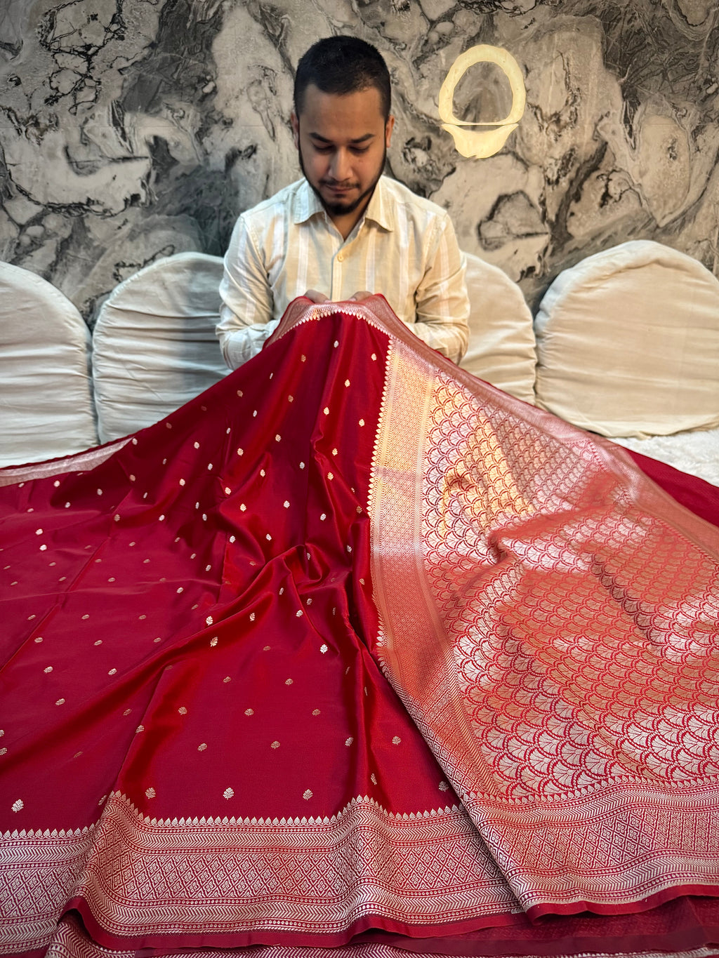 PREMIUM BRIDAL RED SHADE MASHRU KATAN SILK SAREE