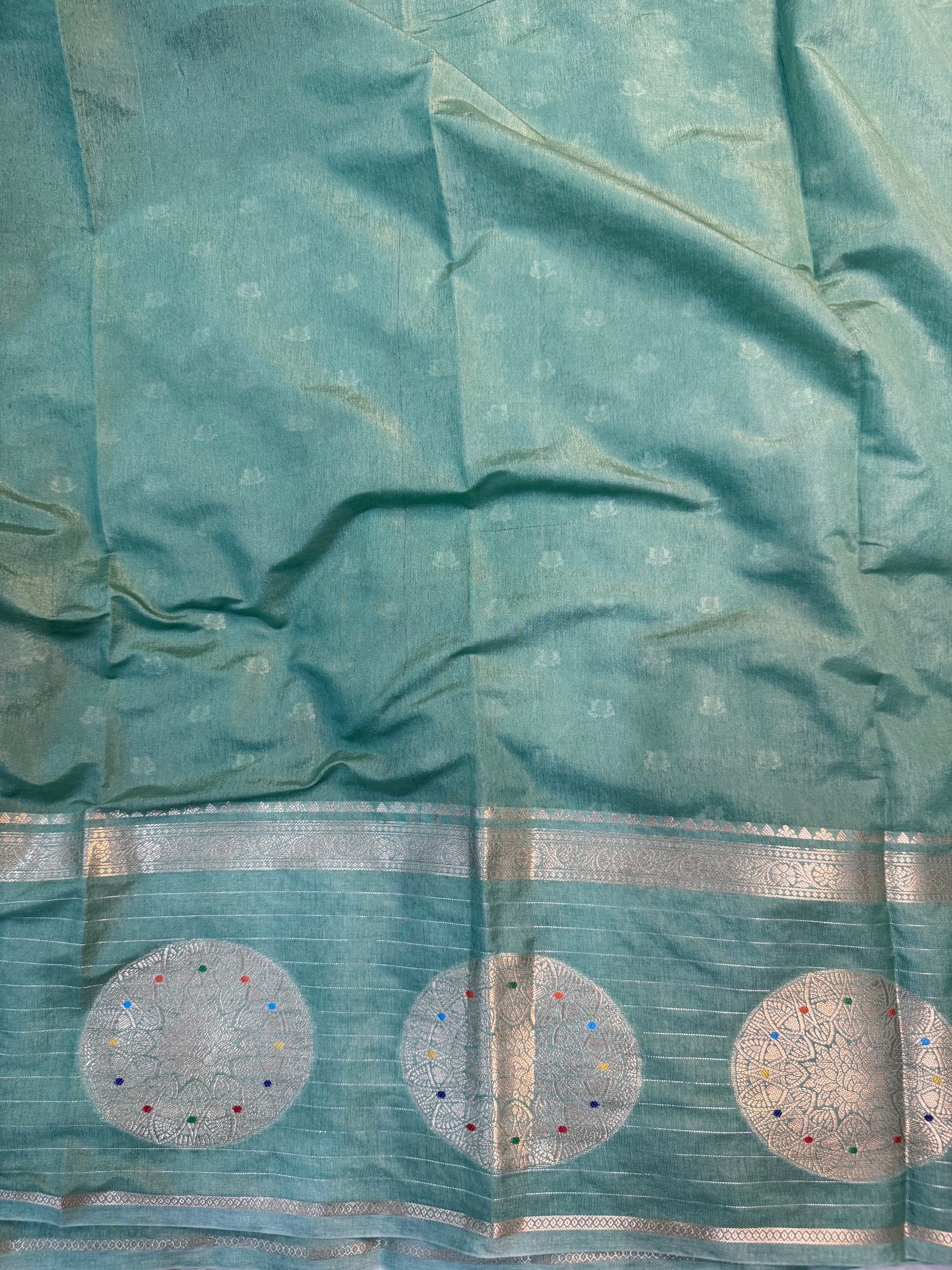 PREMIUM TEAL GREEN SHADE CHINIYA SILK SAREE
