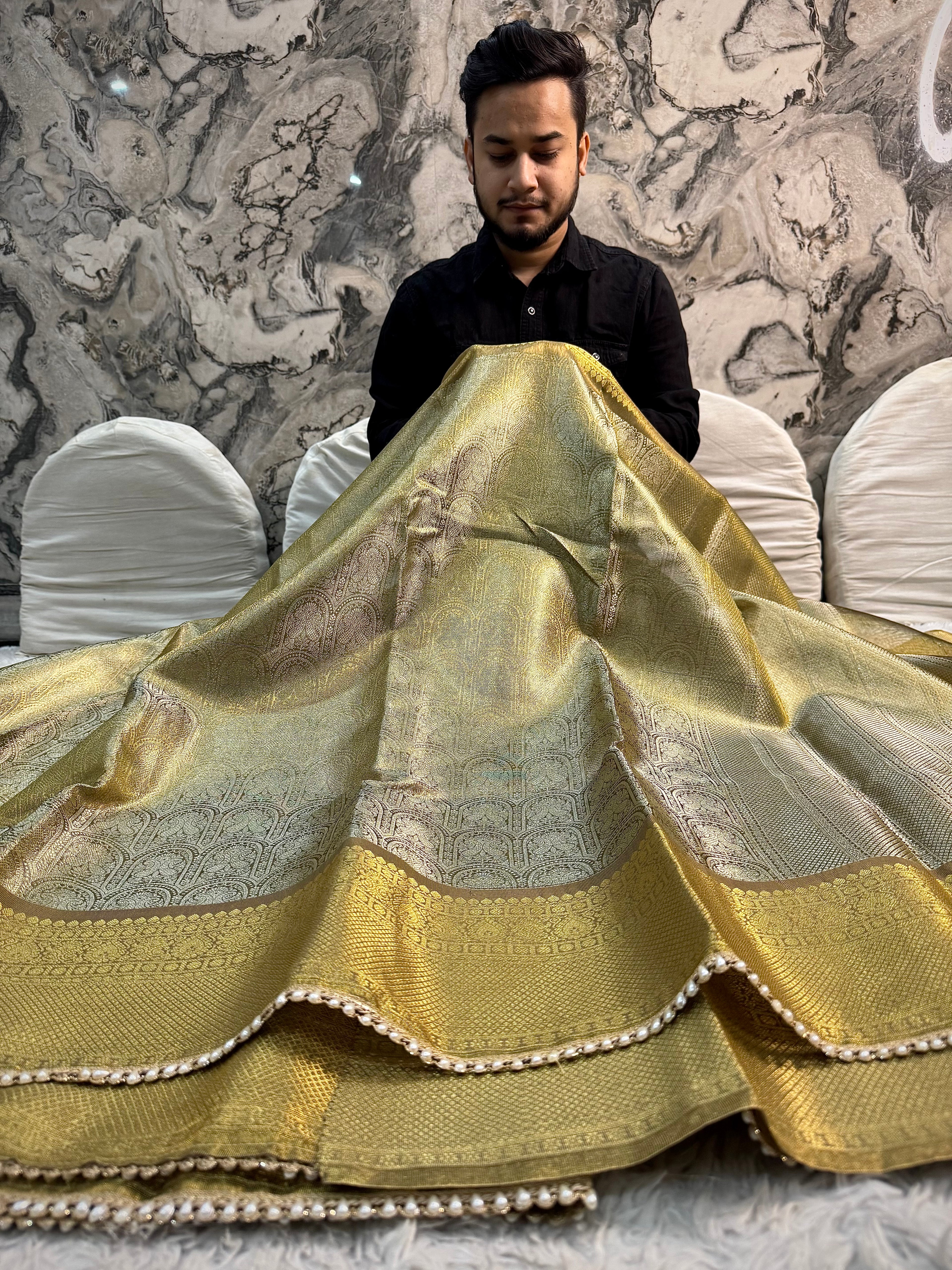 SHOBHITA INSPIRED KANJIVERAM SOFT TISSUE SILK DESIGNER SAREE