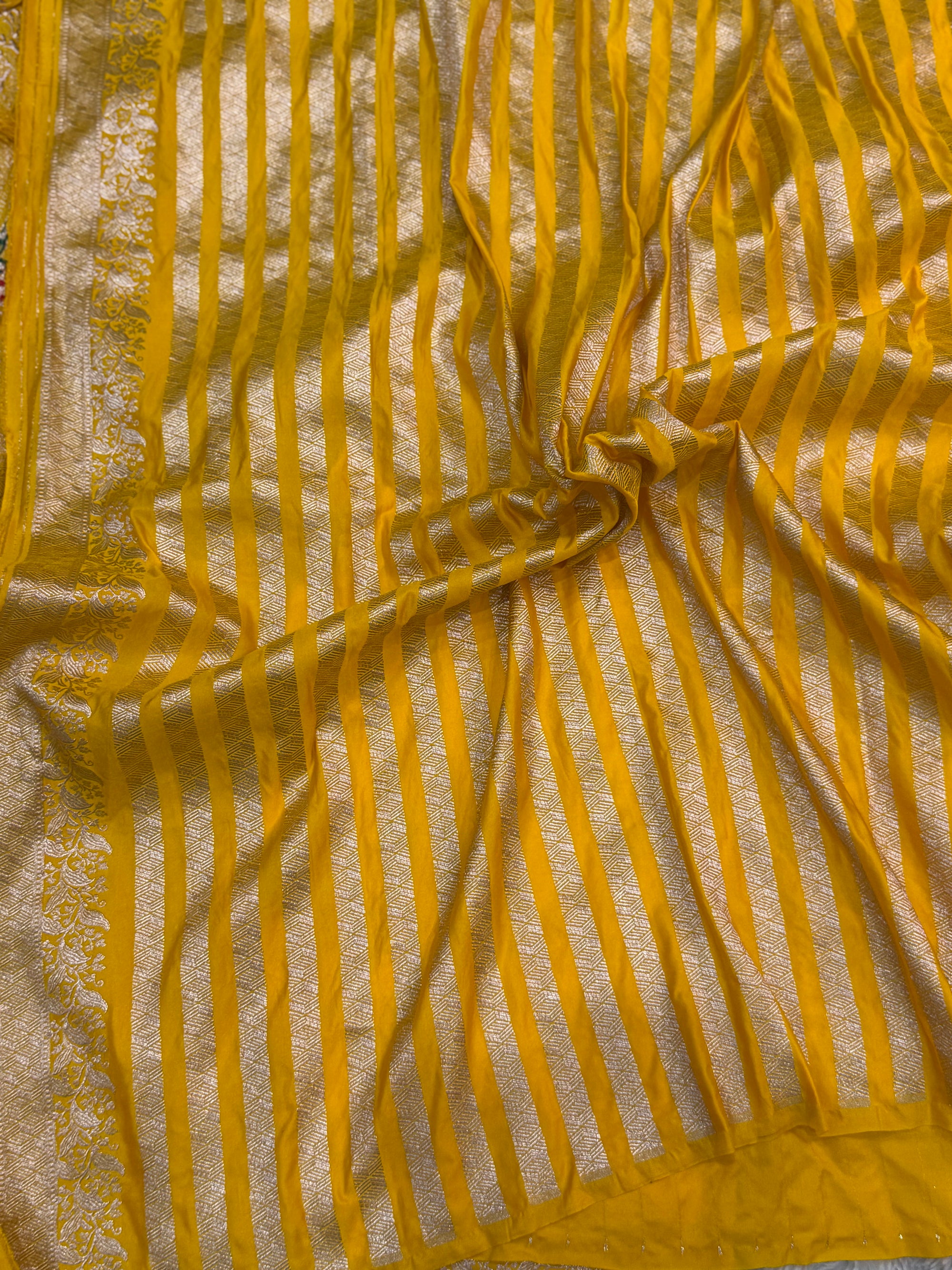 PREMIUM HALDI YELLOW SHADE SATIN MASHRU KATAN SILK SAREE
