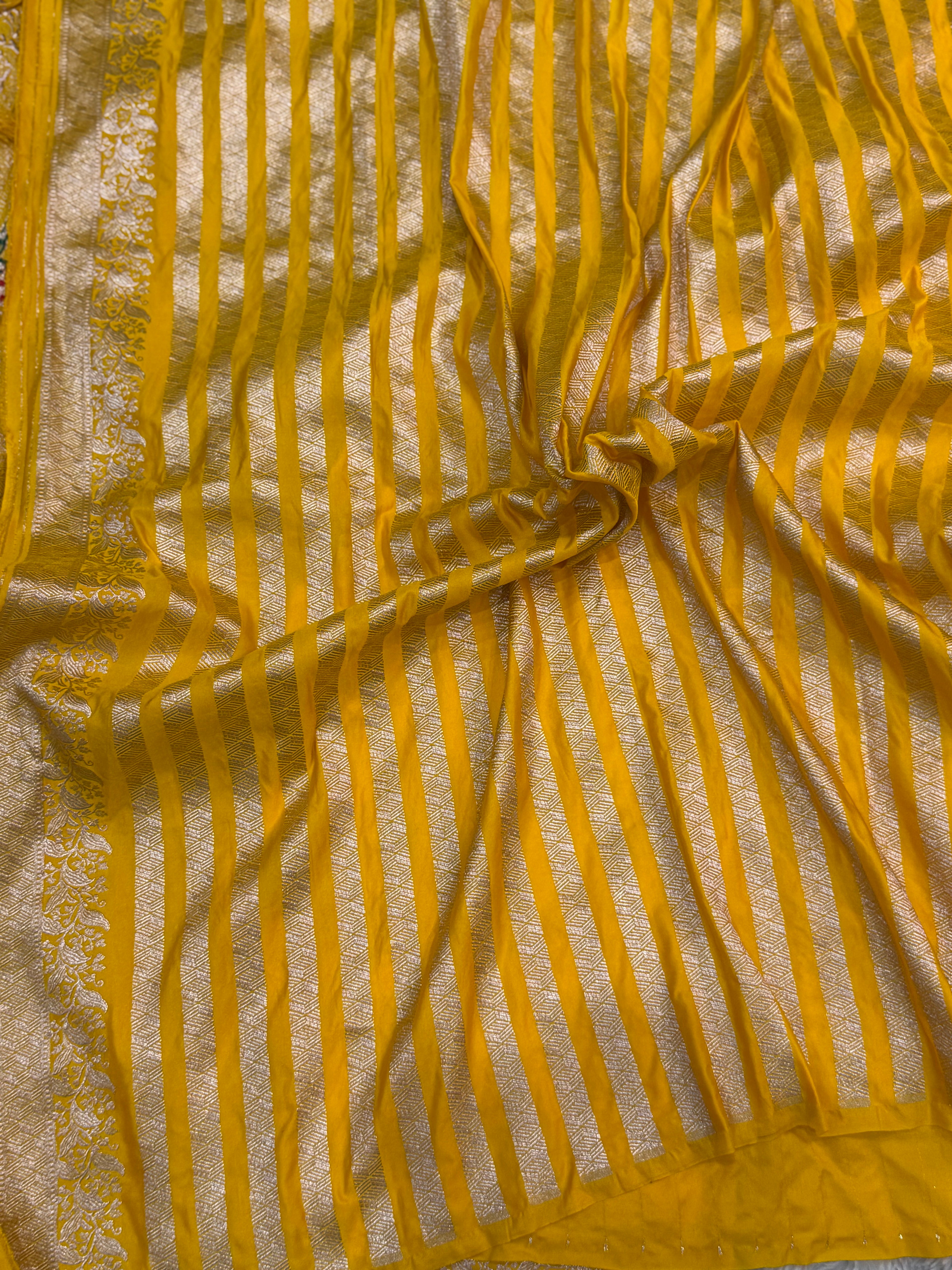PREMIUM HALDI YELLOW SHADE SATIN MASHRU KATAN SILK SAREE