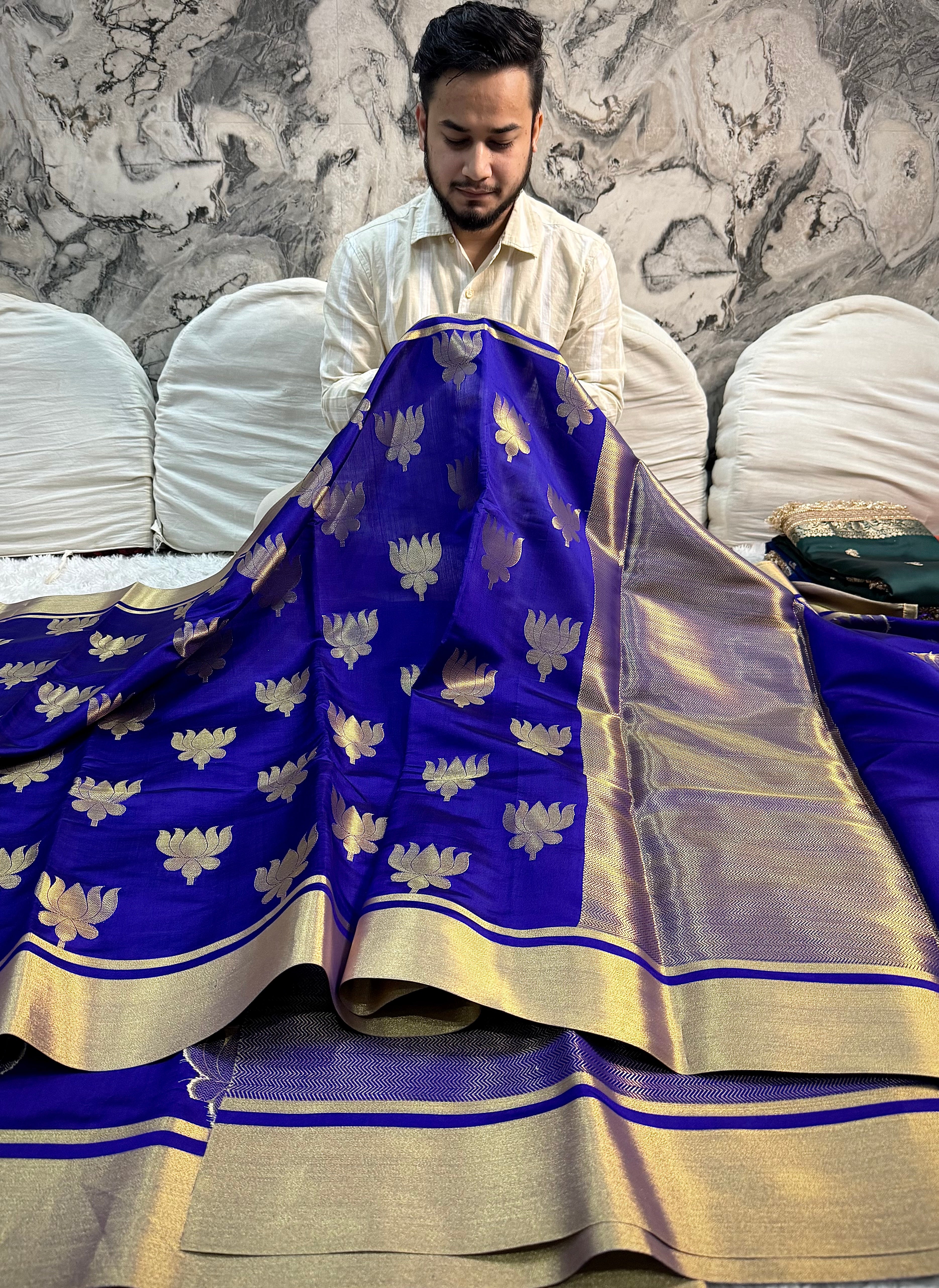 PREMIUM ROYAL BLUE SHADE BANARASI SOFT SILK SAREE