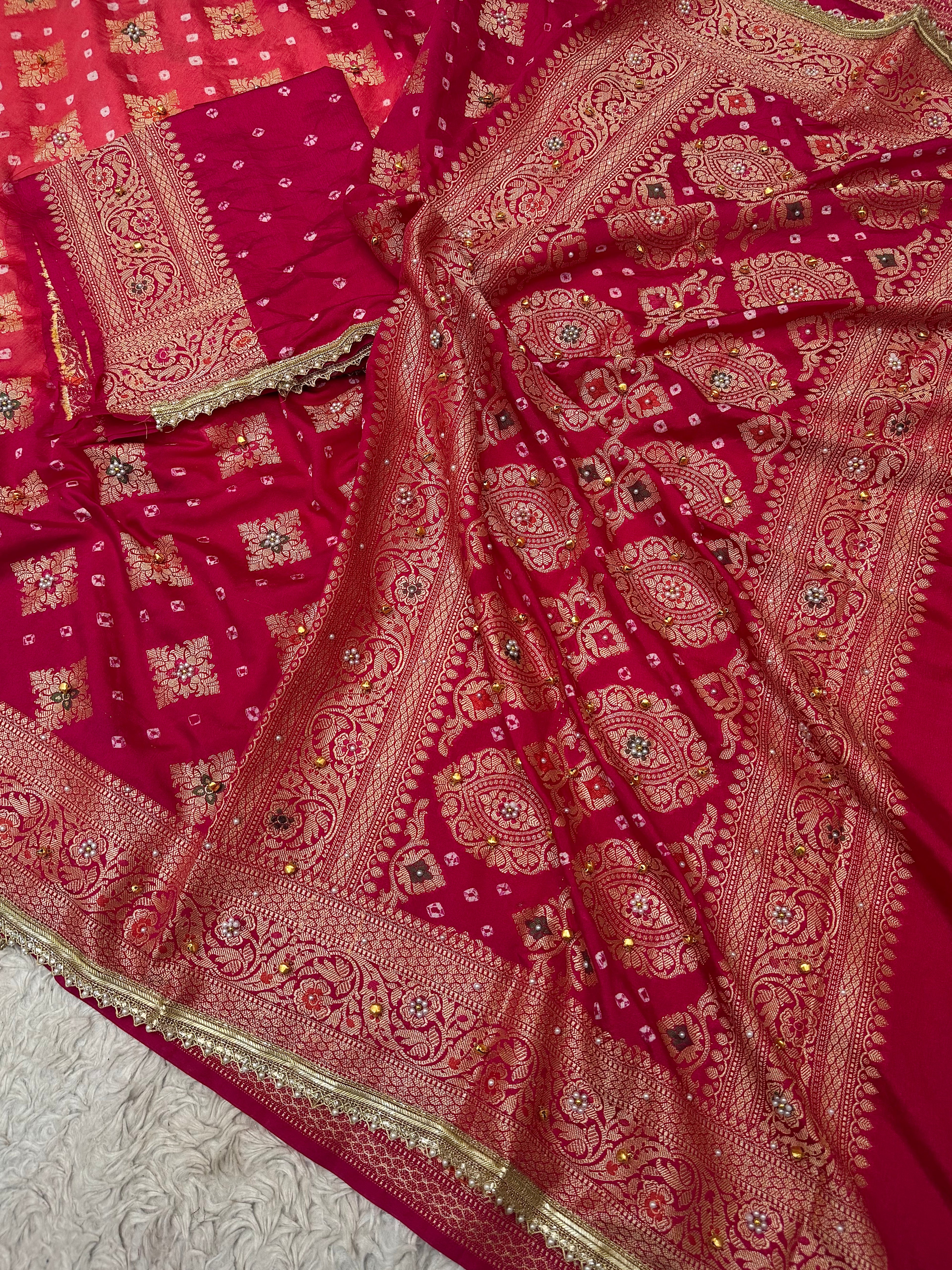 EXCLUSIVE VIRAL GHUNGROO X BANARASI BANDHEJ SAREE