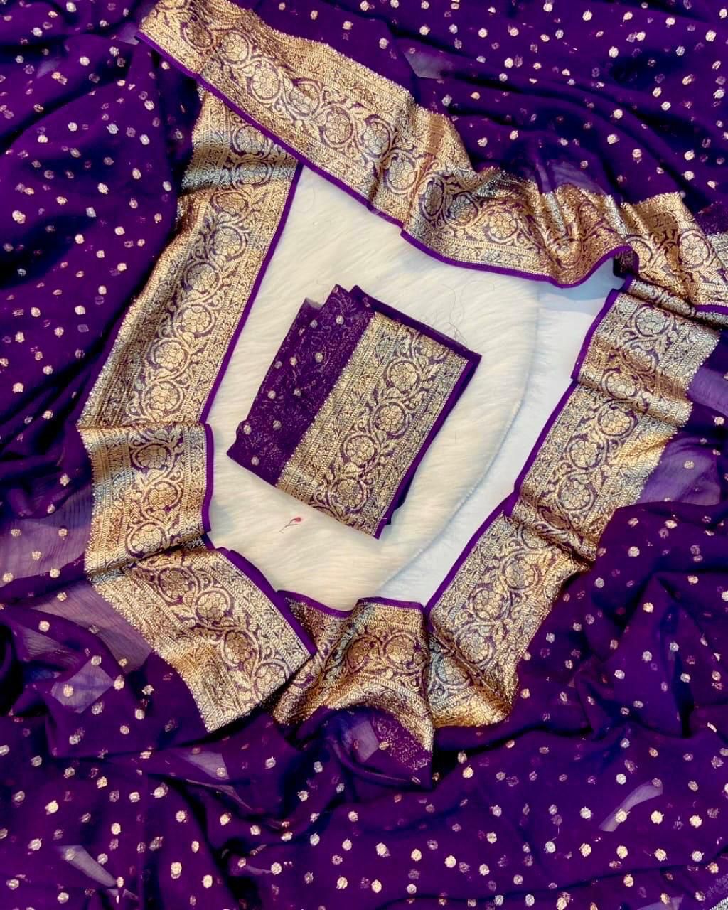 PREMIUM PURPLE SHADE PURE VISCOE SILK SAREE WITH ZARI BOOTI WEAVE ALL OVER THE BODY