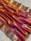 PREMIUM RUST SHADE DESIGNER TISSUE SILK BOOTI SAREE WITH LACE ATTACHED